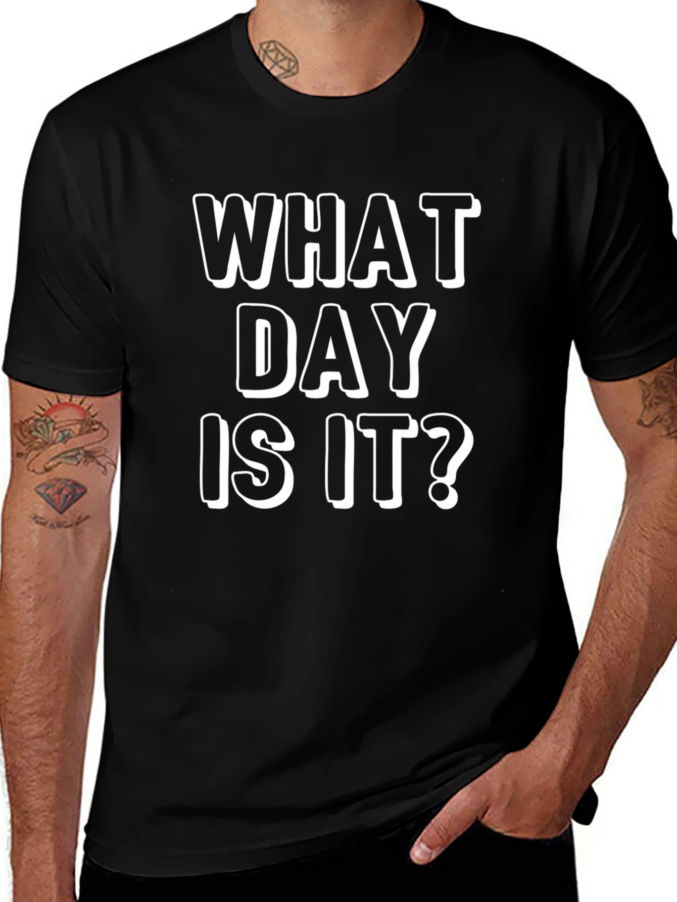 What Day Is It? Mens Black Graphic T-Shirt