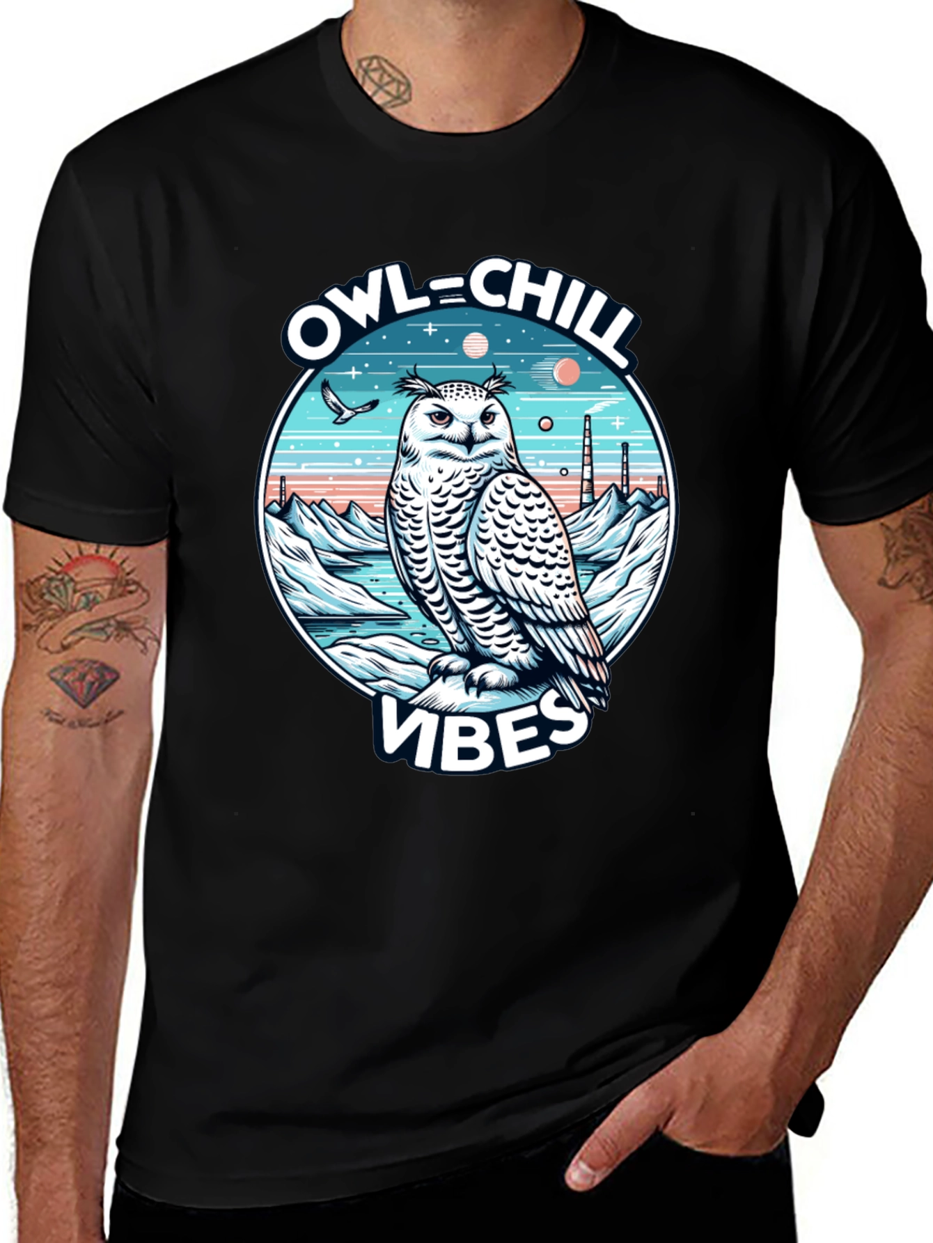Owl Chill Vibes Graphic T-Shirt