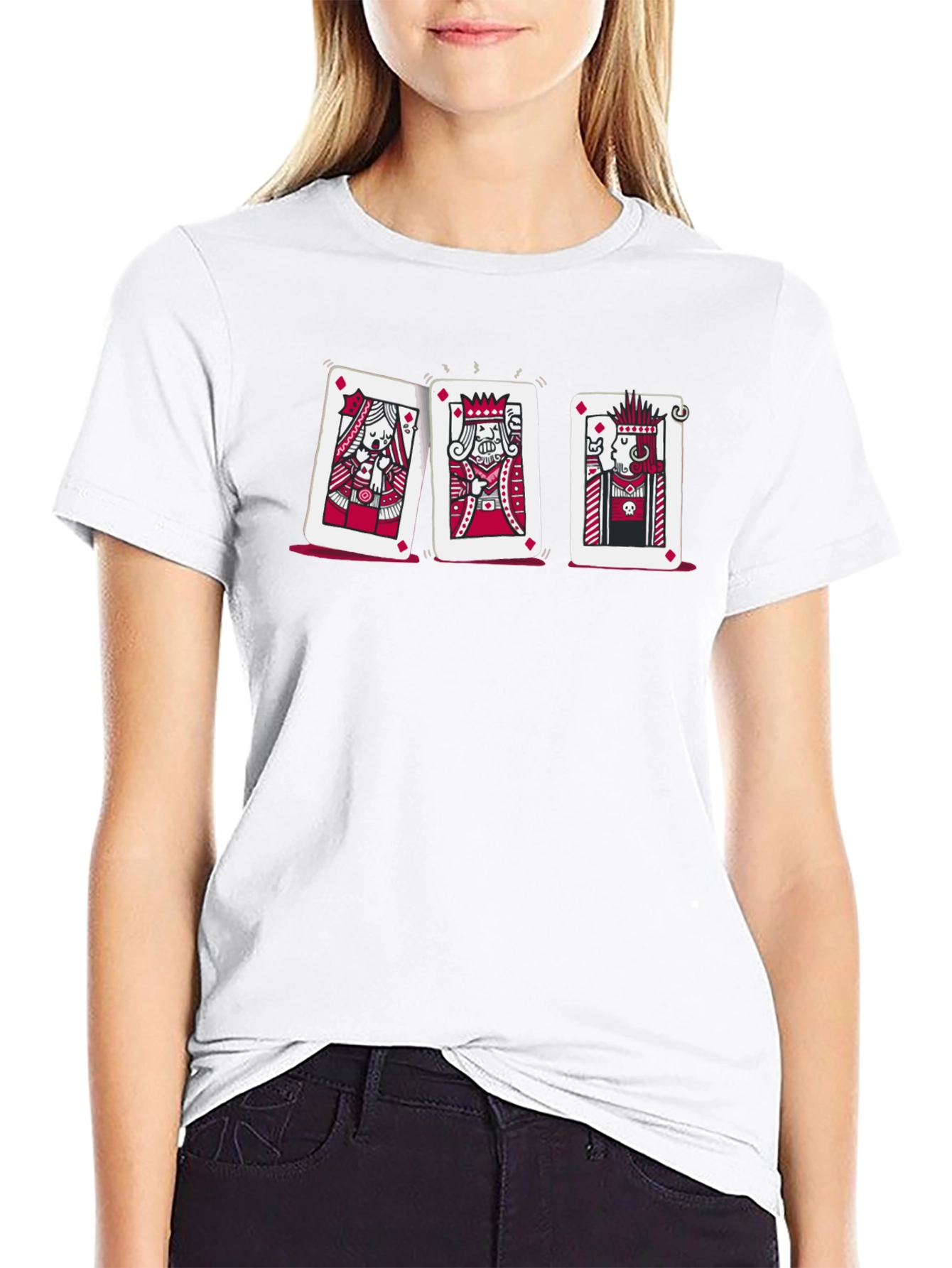 Playing Card Graphic Tee - Queen King Joker