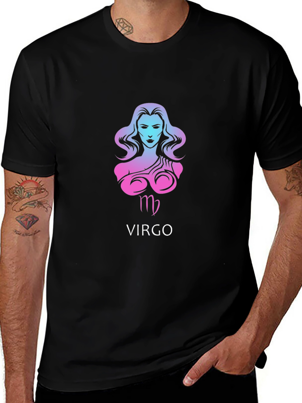 Virgo Zodiac Sign Black Graphic T-Shirt