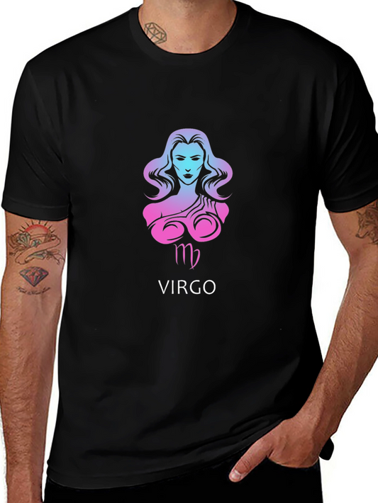 Virgo Zodiac Sign Black Graphic T-Shirt