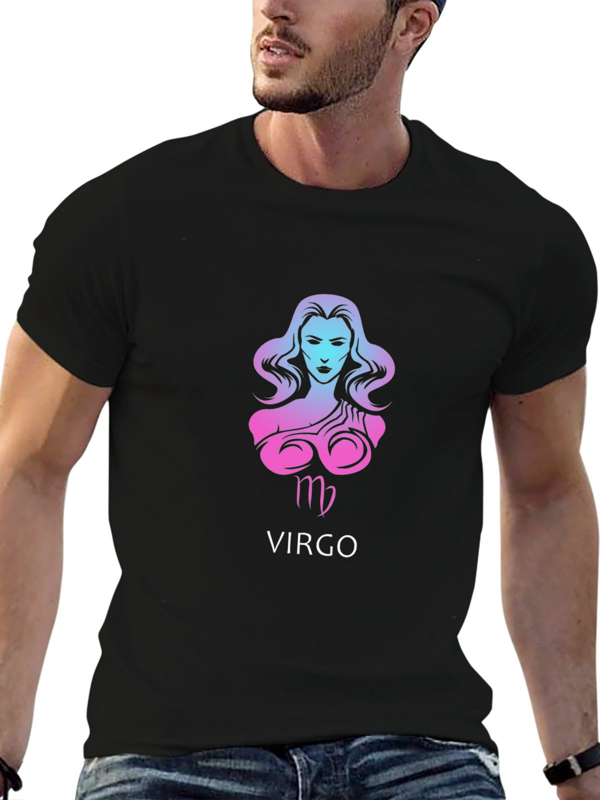 Virgo Zodiac Sign Black Graphic T-Shirt