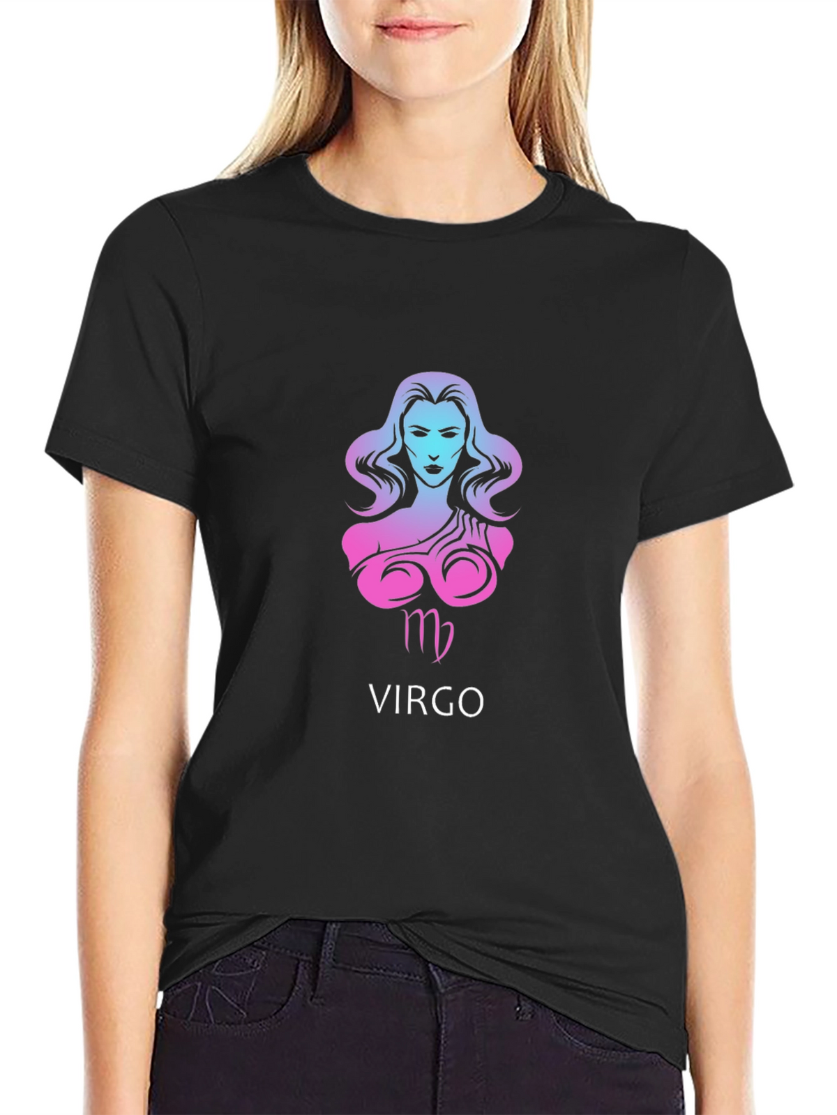 Virgo Zodiac Sign Black Graphic T-Shirt