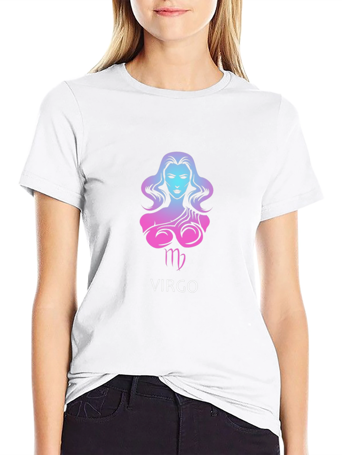 Virgo Zodiac Sign Black Graphic T-Shirt