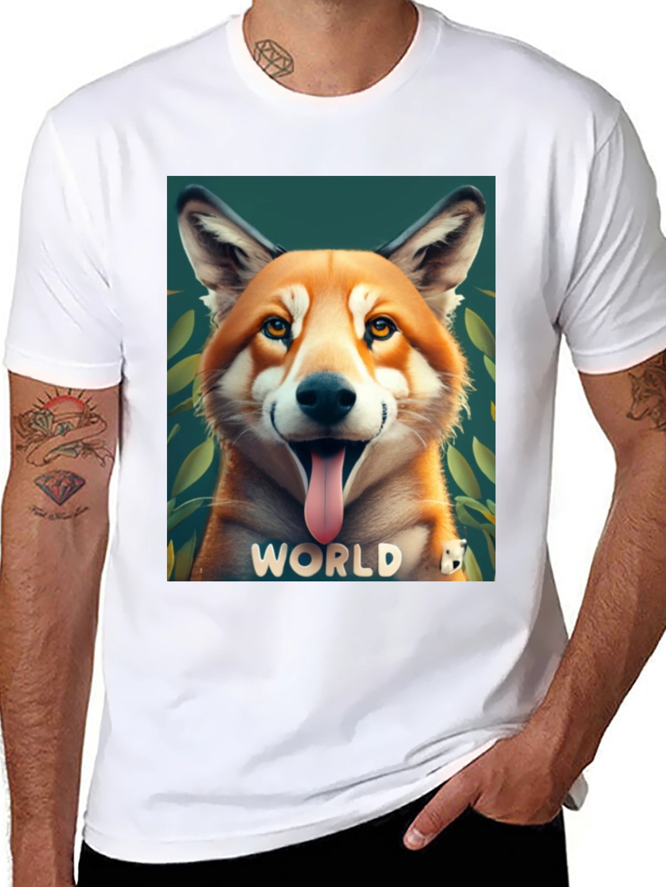 Dog World Graphic Tee - Black Cotton Blend