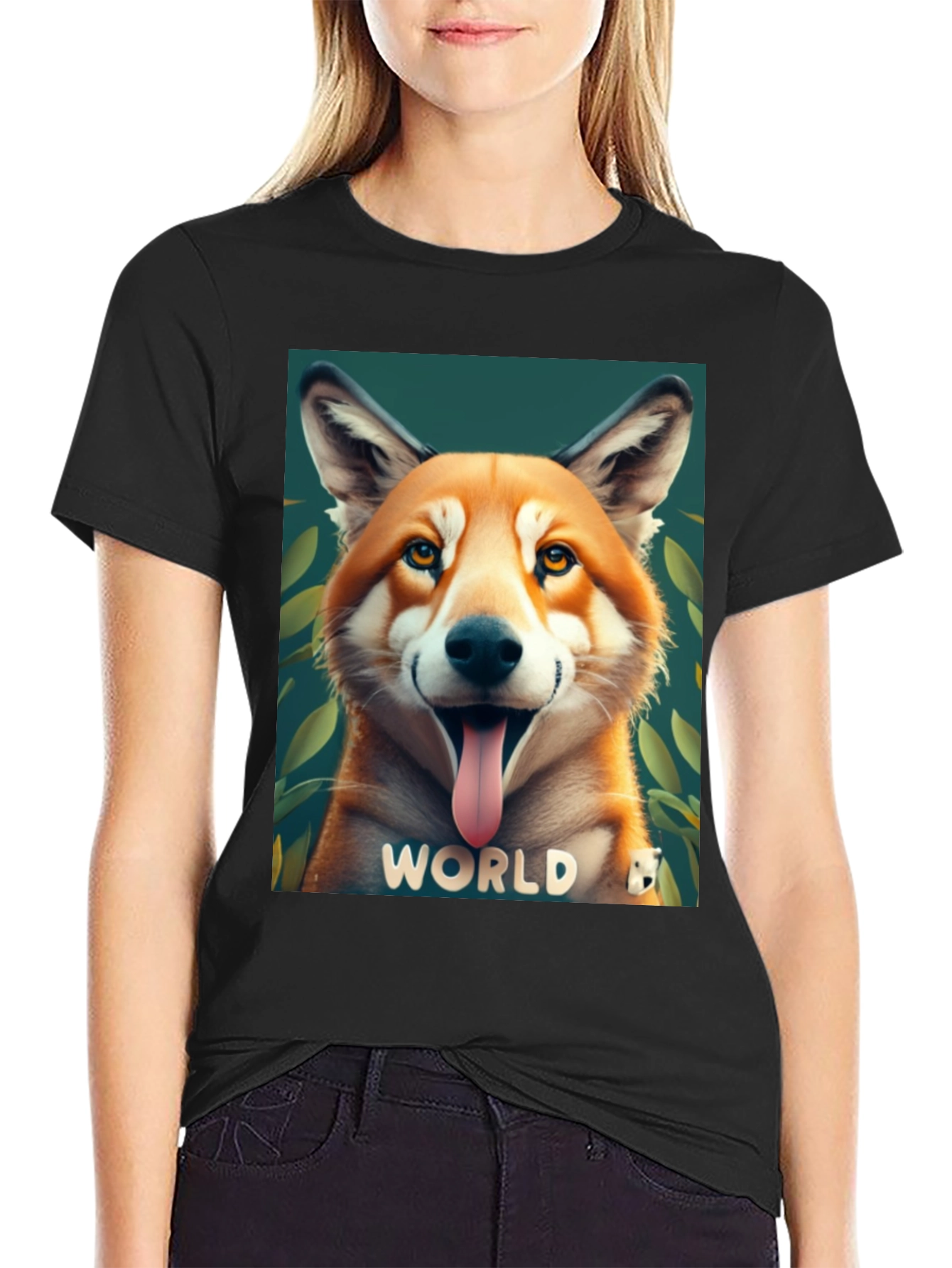 Dog World Graphic Tee - Black Cotton Blend