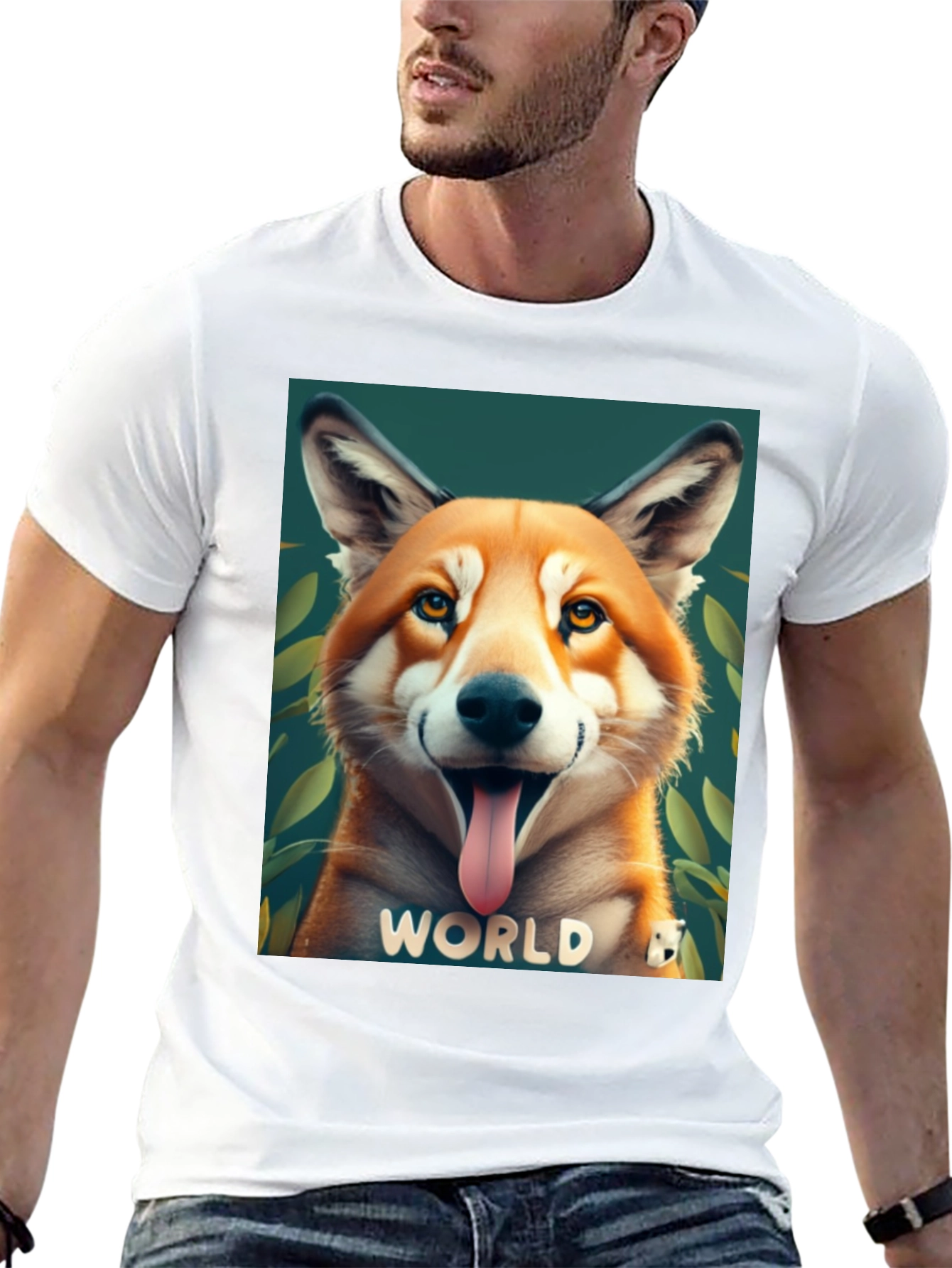 Dog World Graphic Tee - Black Cotton Blend