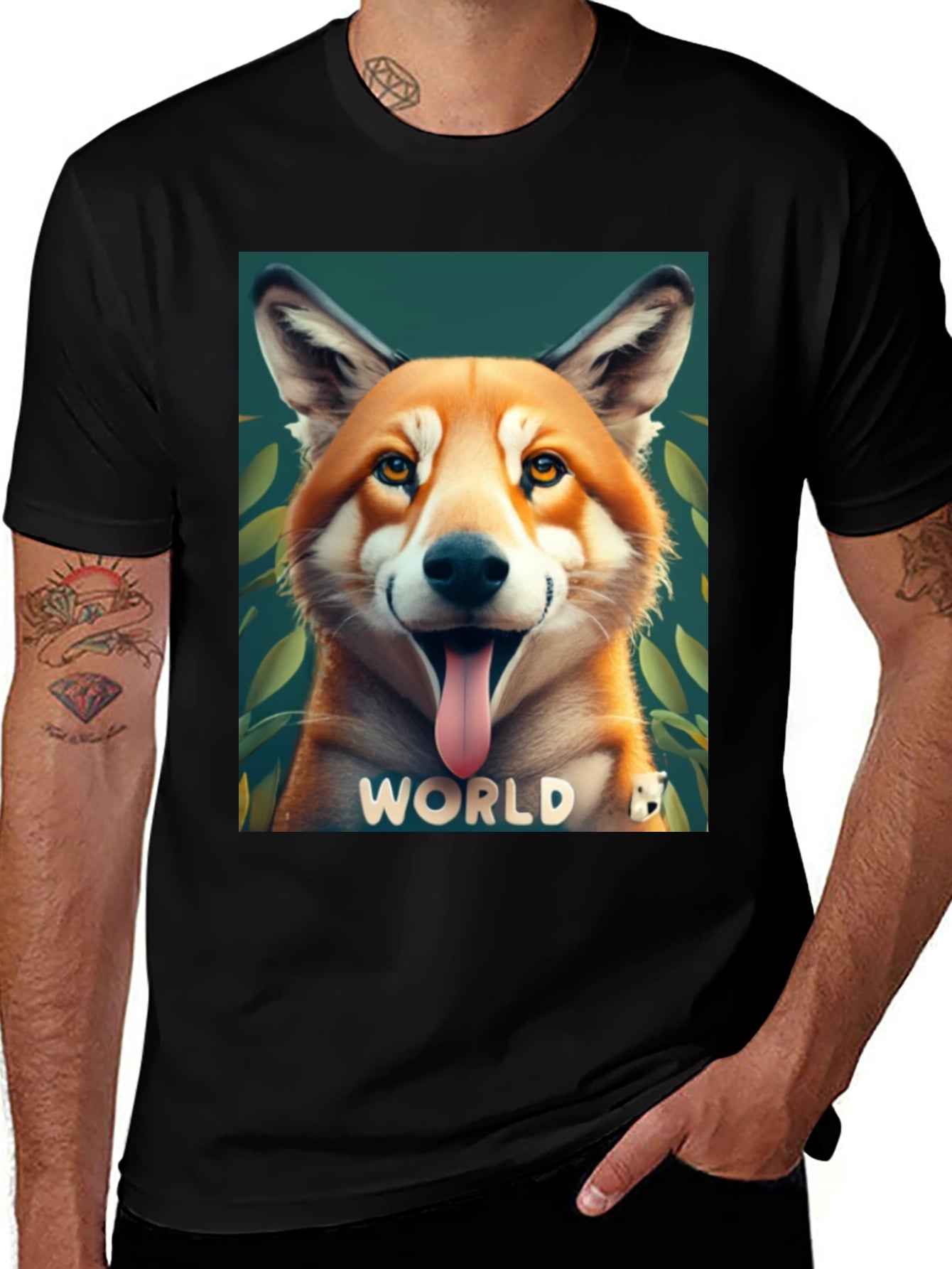 Dog World Graphic Tee - Black Cotton Blend