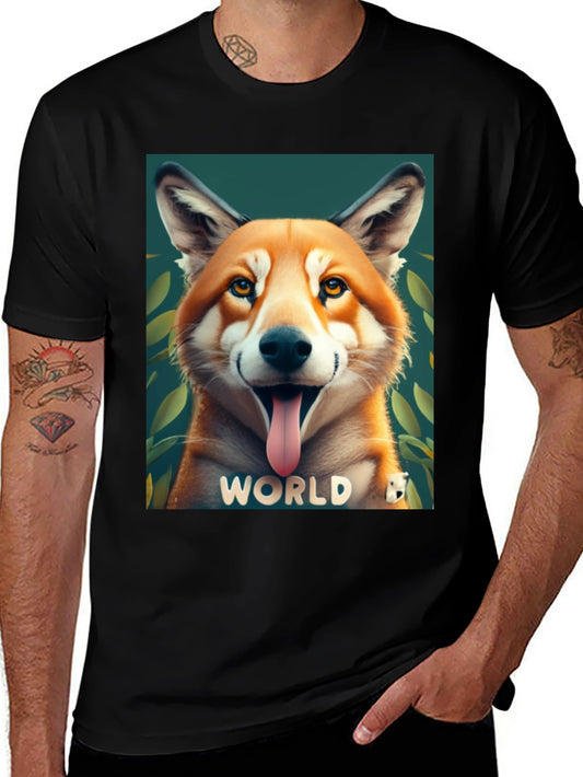 Dog World Graphic Tee - Black Cotton Blend