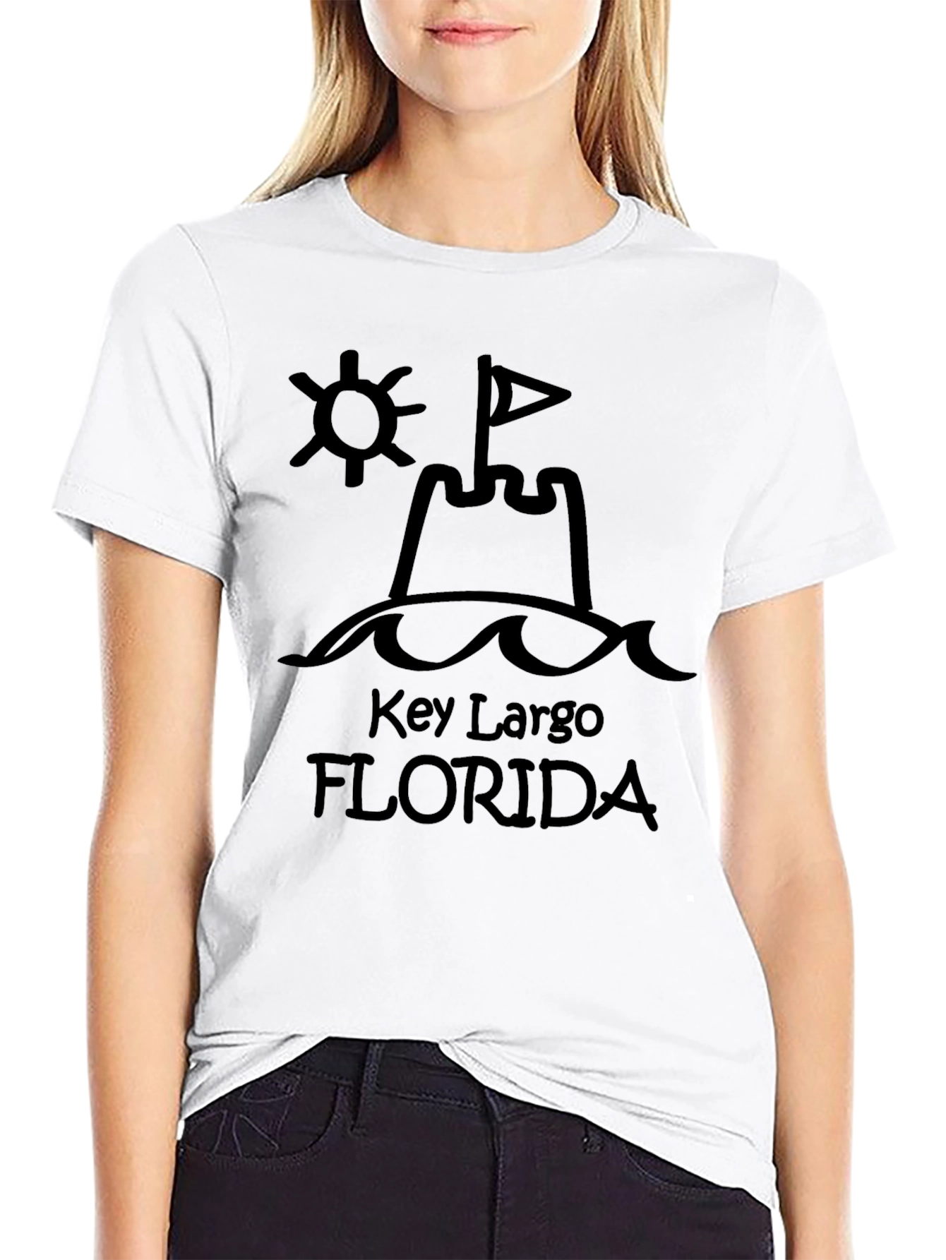 Key Largo Florida Sandcastle Black T-Shirt