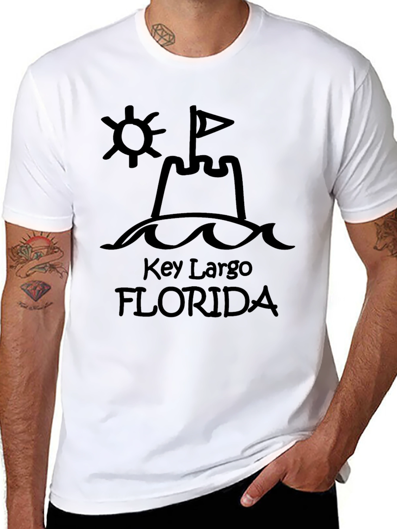 Key Largo Florida Sandcastle Black T-Shirt