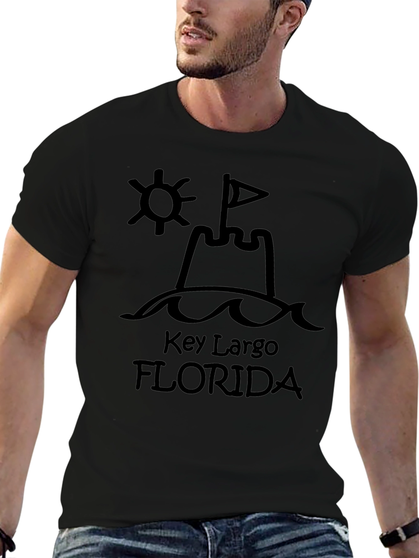 Key Largo Florida Sandcastle Black T-Shirt