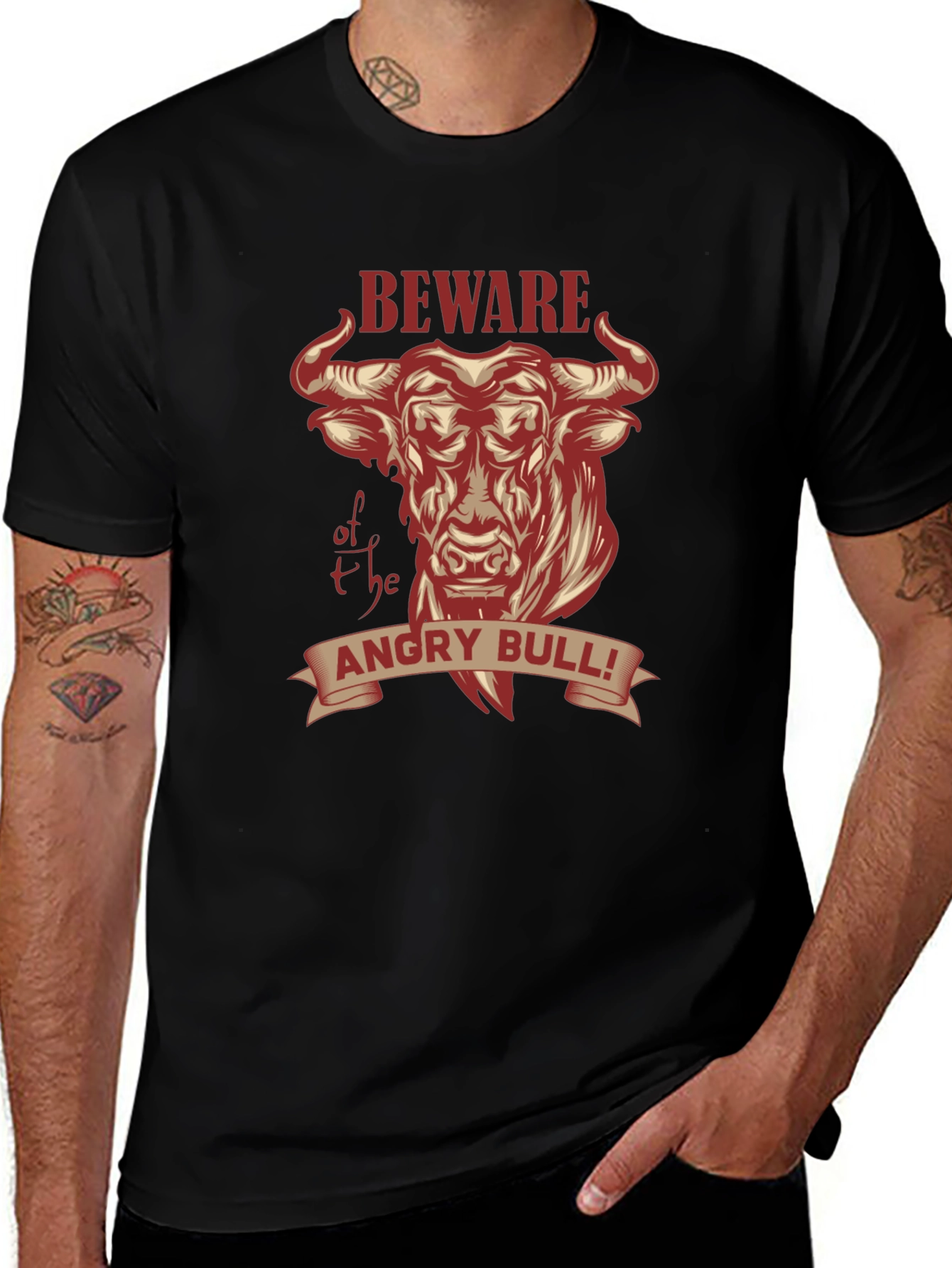 Beware of the Angry Bull Graphic T-Shirt