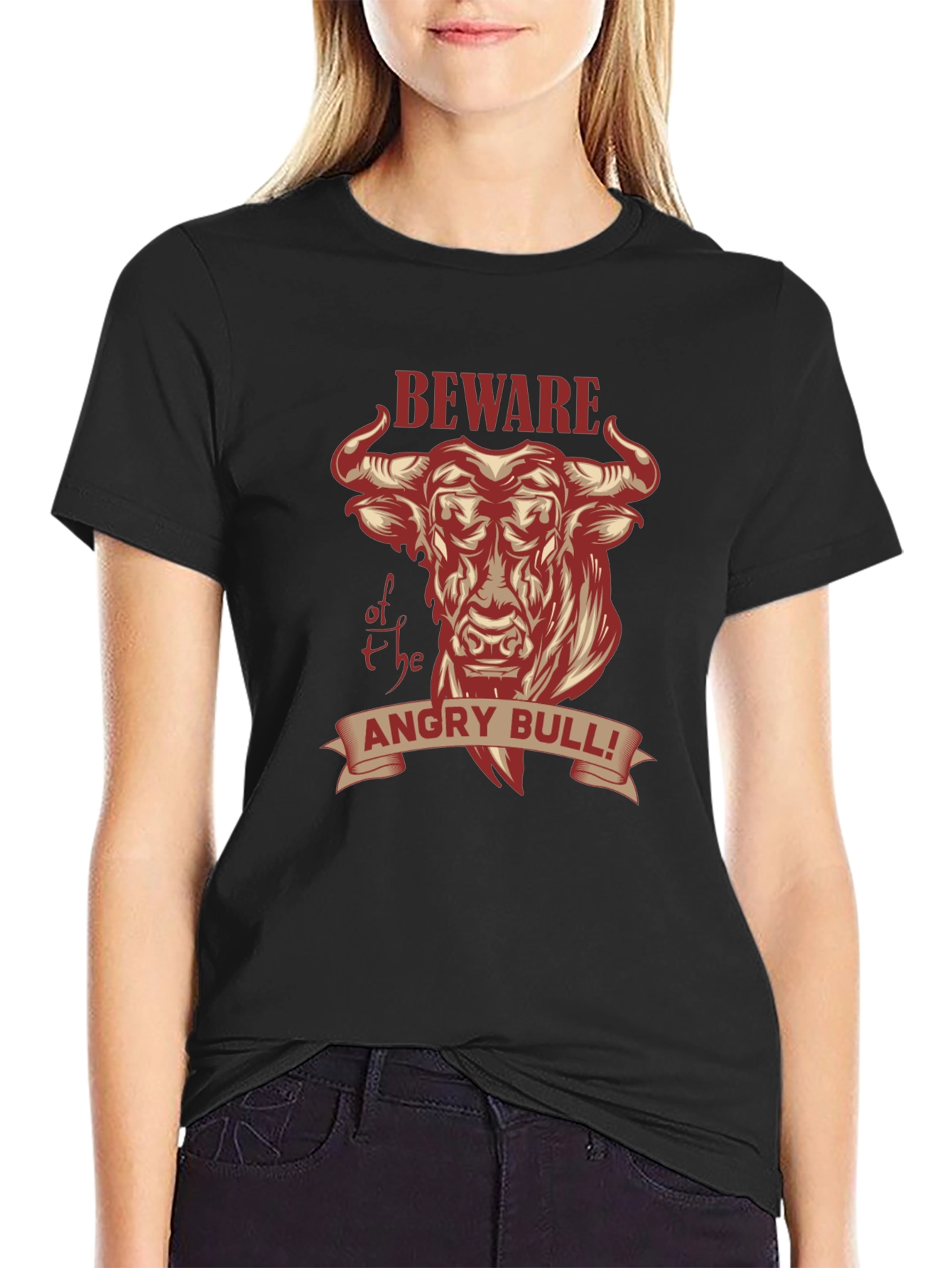 Beware of the Angry Bull Graphic T-Shirt