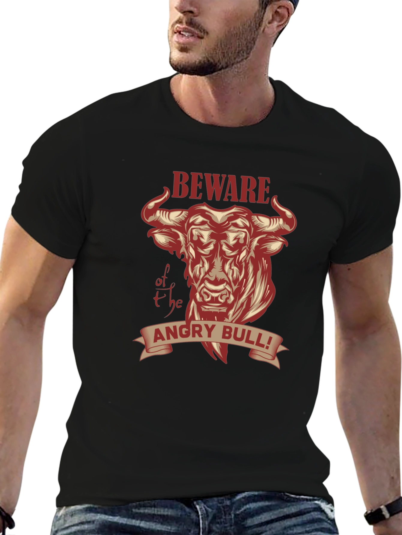 Beware of the Angry Bull Graphic T-Shirt
