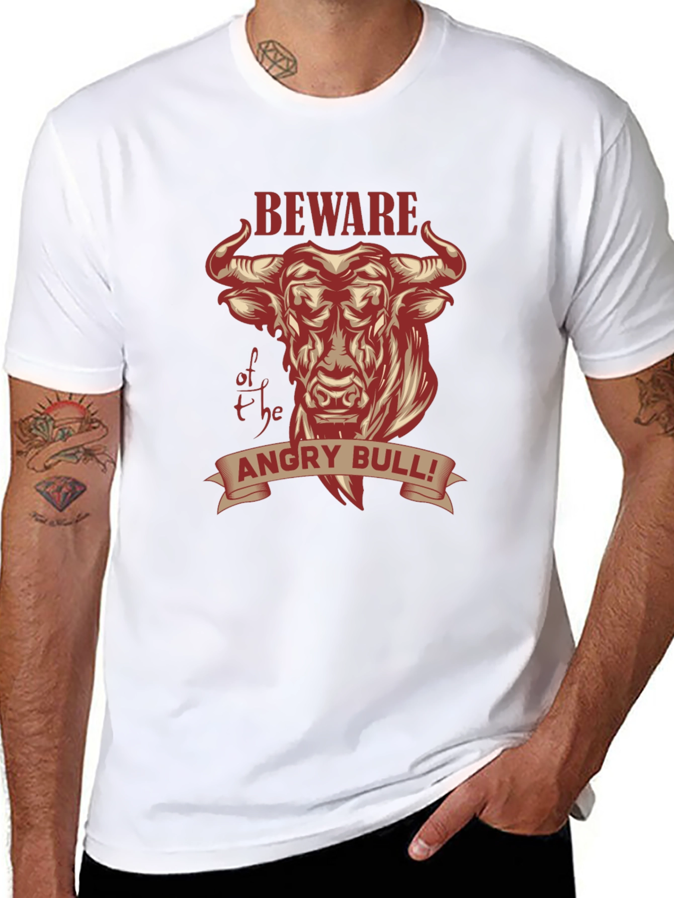 Beware of the Angry Bull Graphic T-Shirt