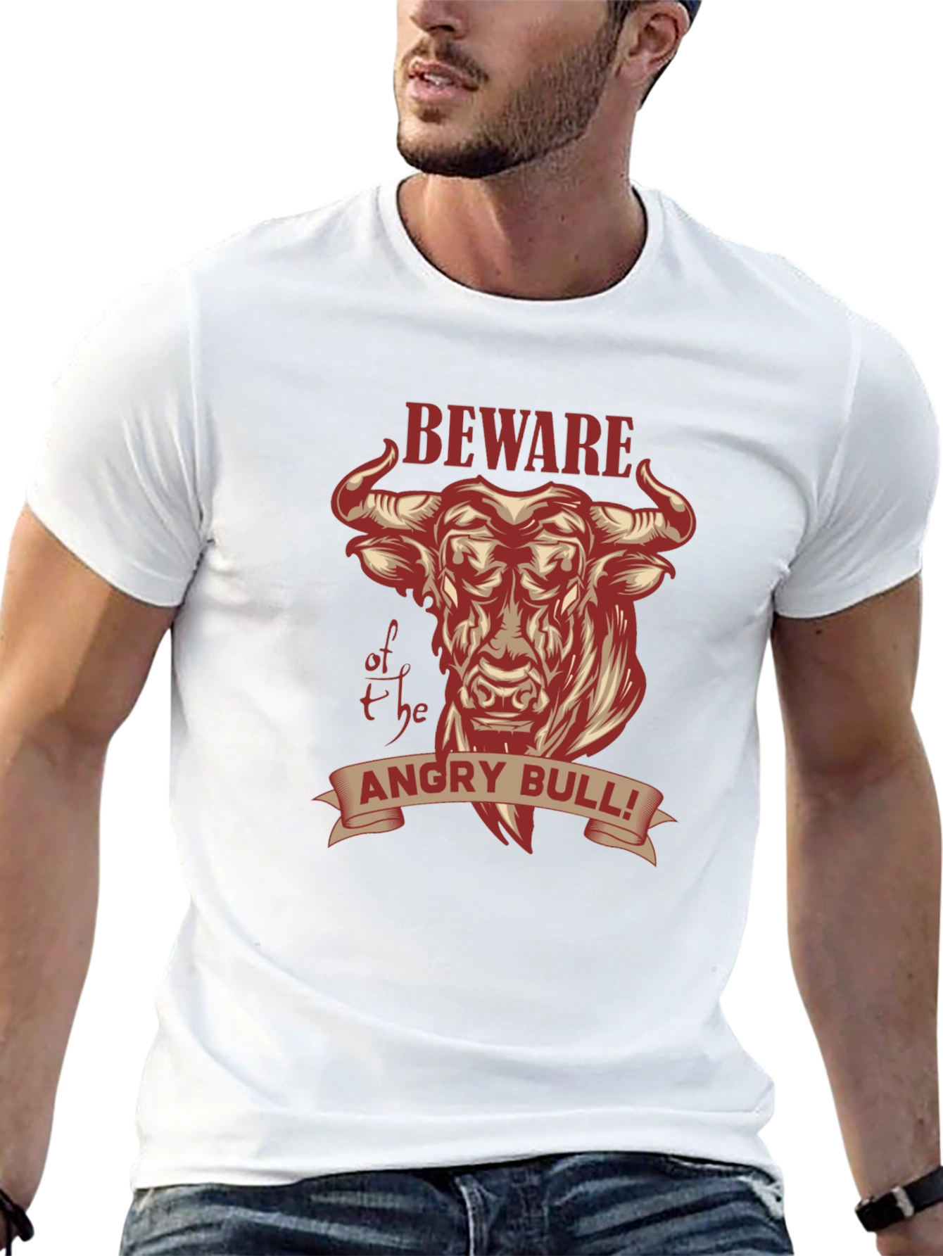 Beware of the Angry Bull Graphic T-Shirt