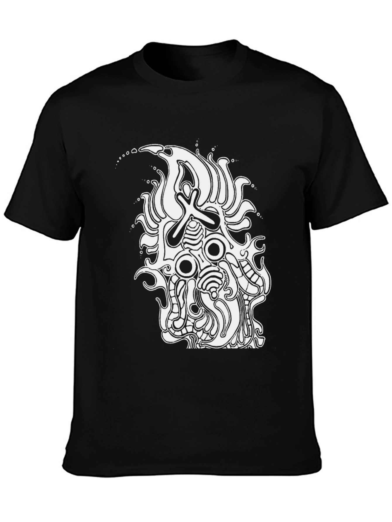 Abstract Graphic Tee - Black Cotton Shirt