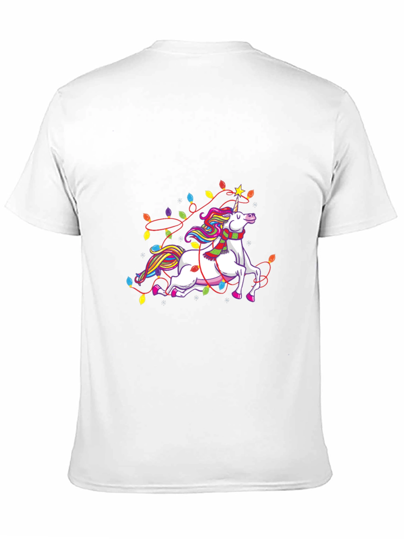 Unicorn Christmas Lights Black Tee