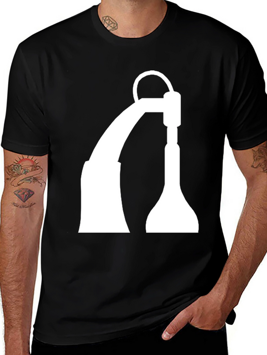 Black T-Shirt with White Industrial Crane Design