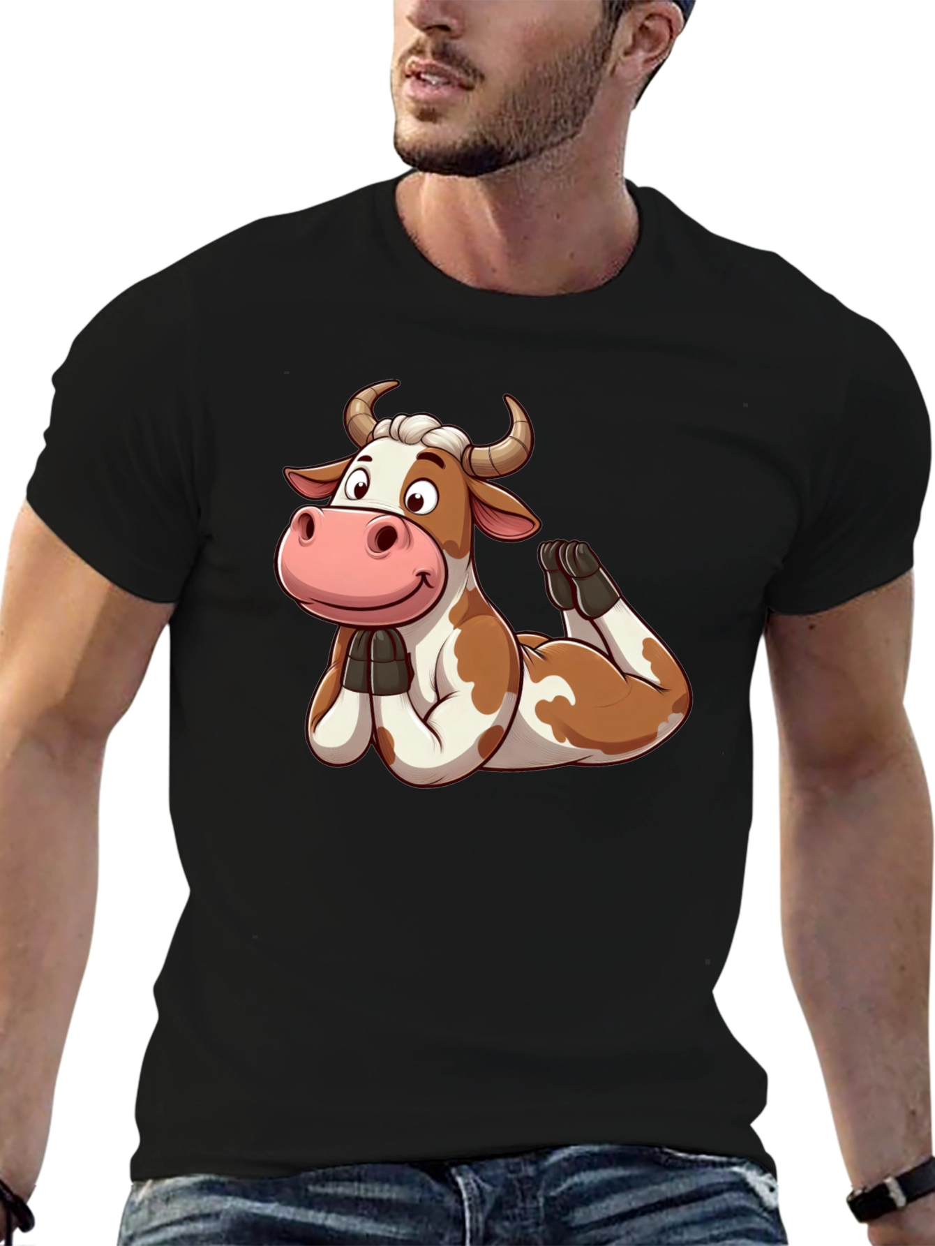 Funny Cow Yoga Pose Graphic T-Shirt