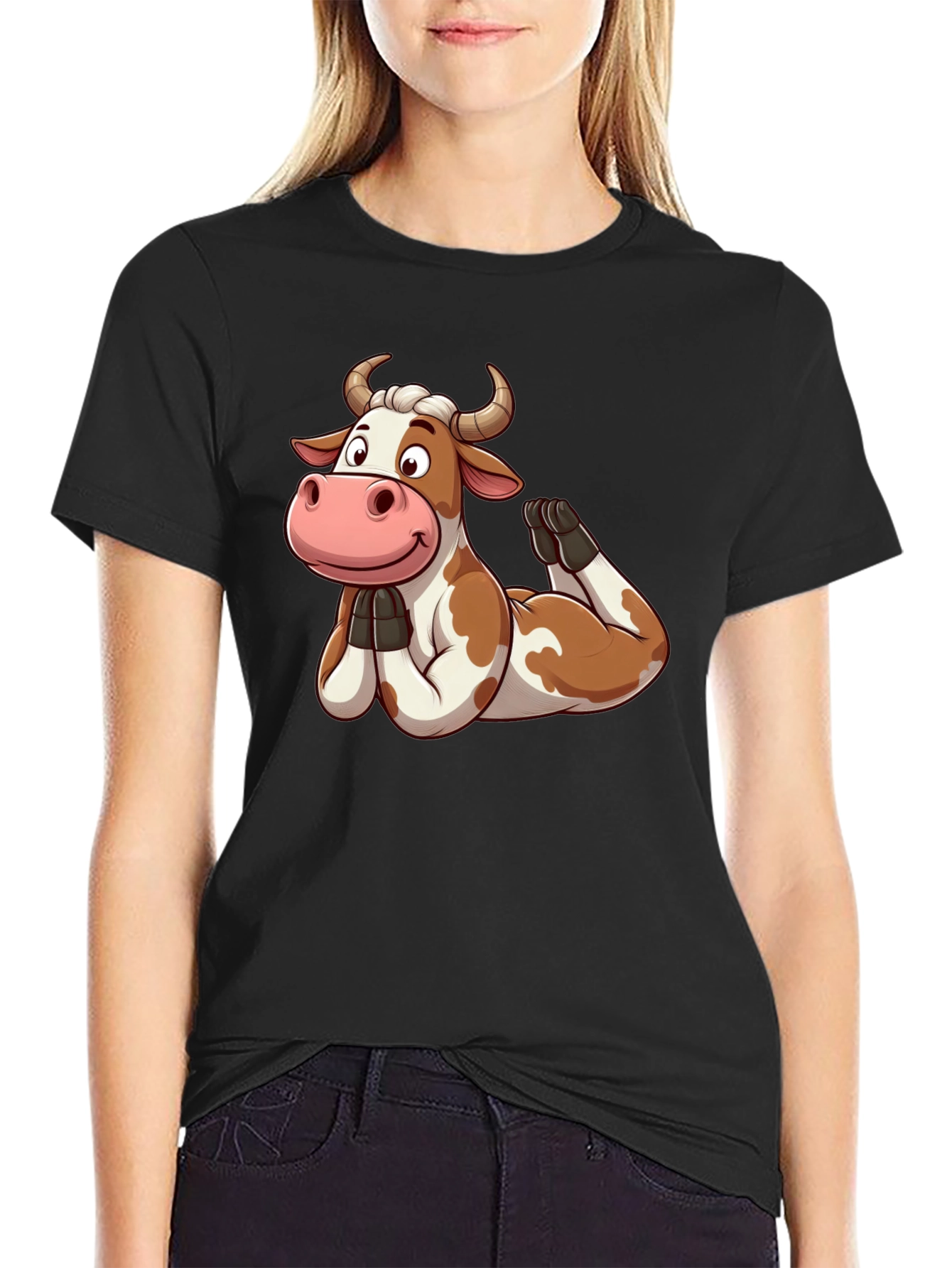 Funny Cow Yoga Pose Graphic T-Shirt