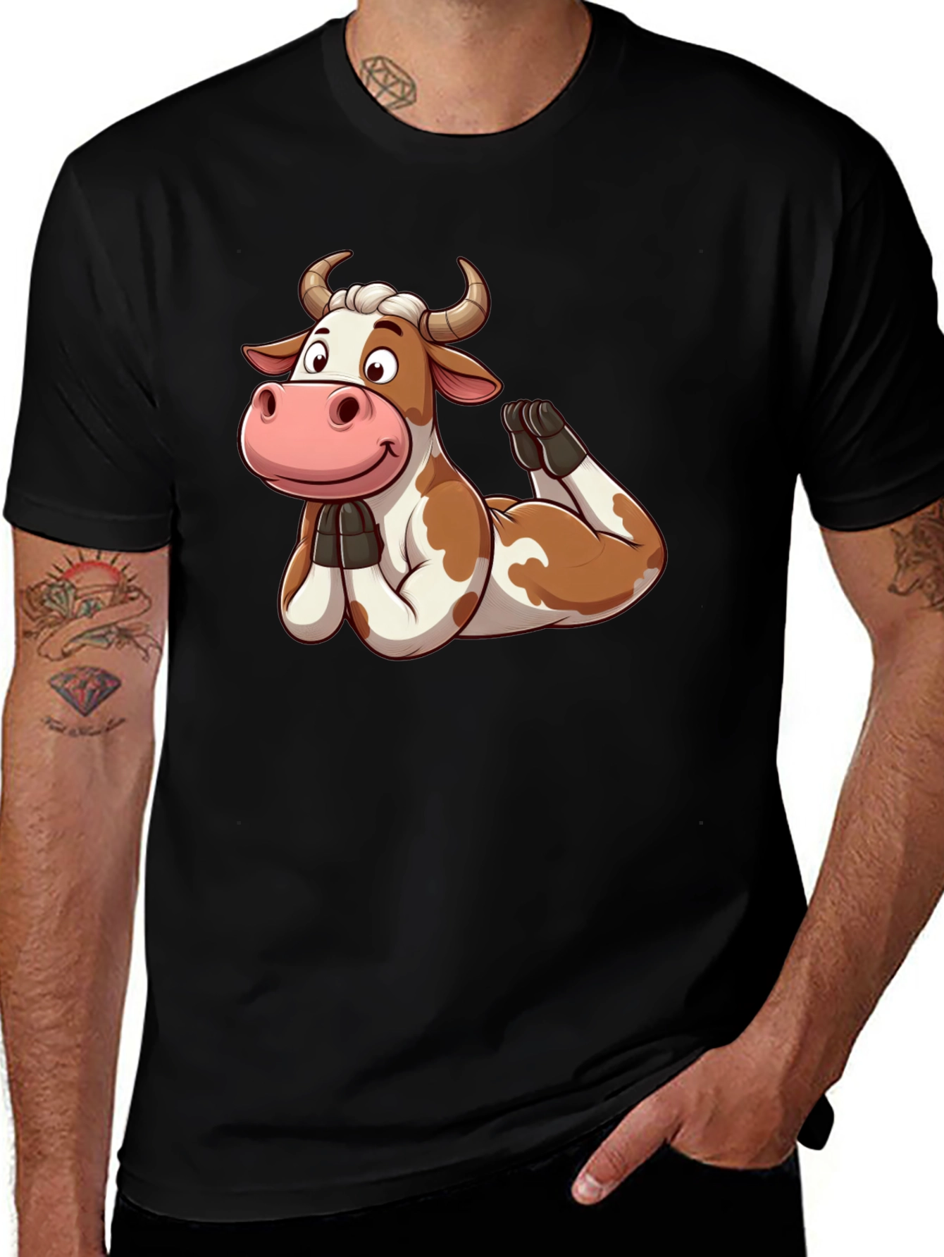 Funny Cow Yoga Pose Graphic T-Shirt