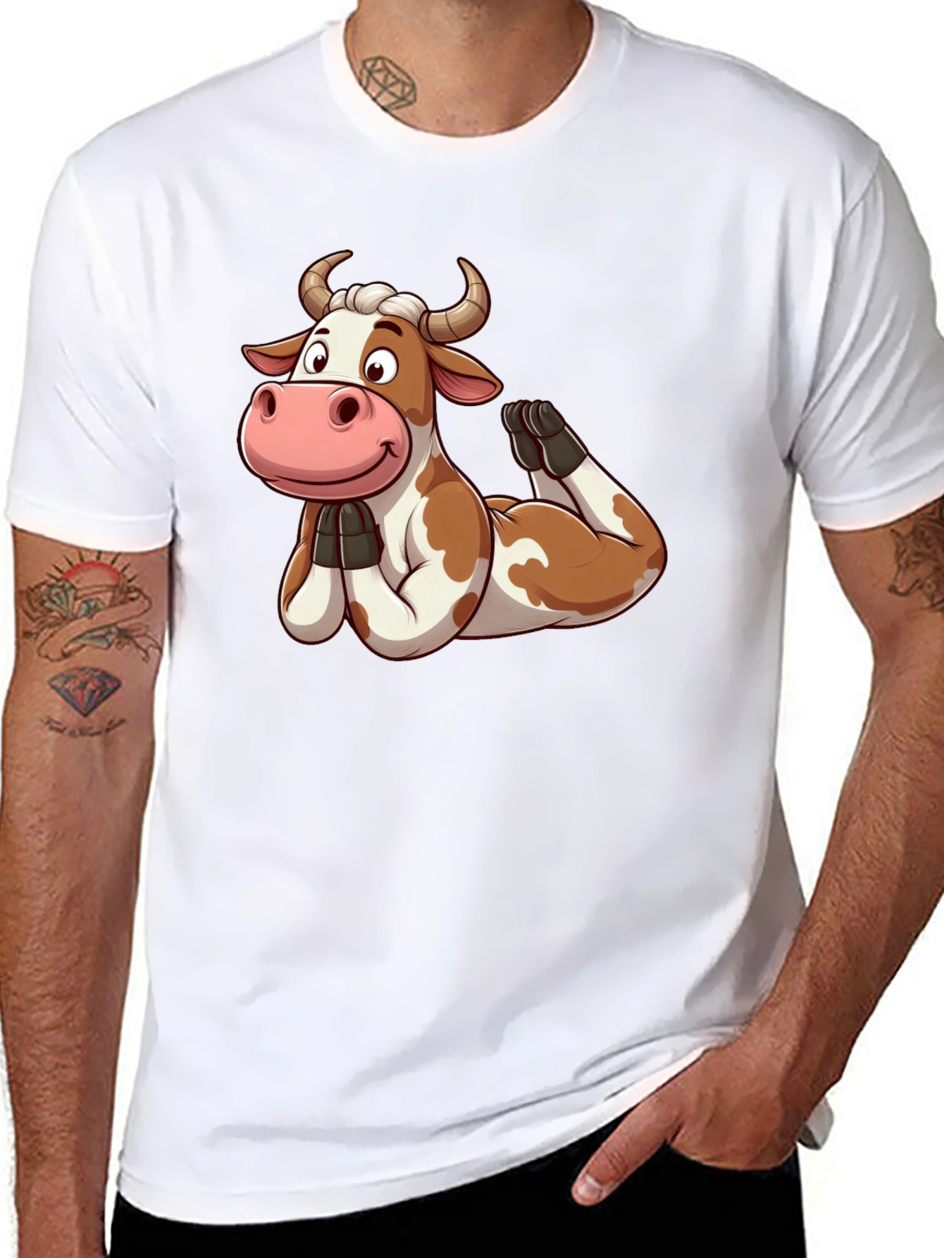 Funny Cow Yoga Pose Graphic T-Shirt