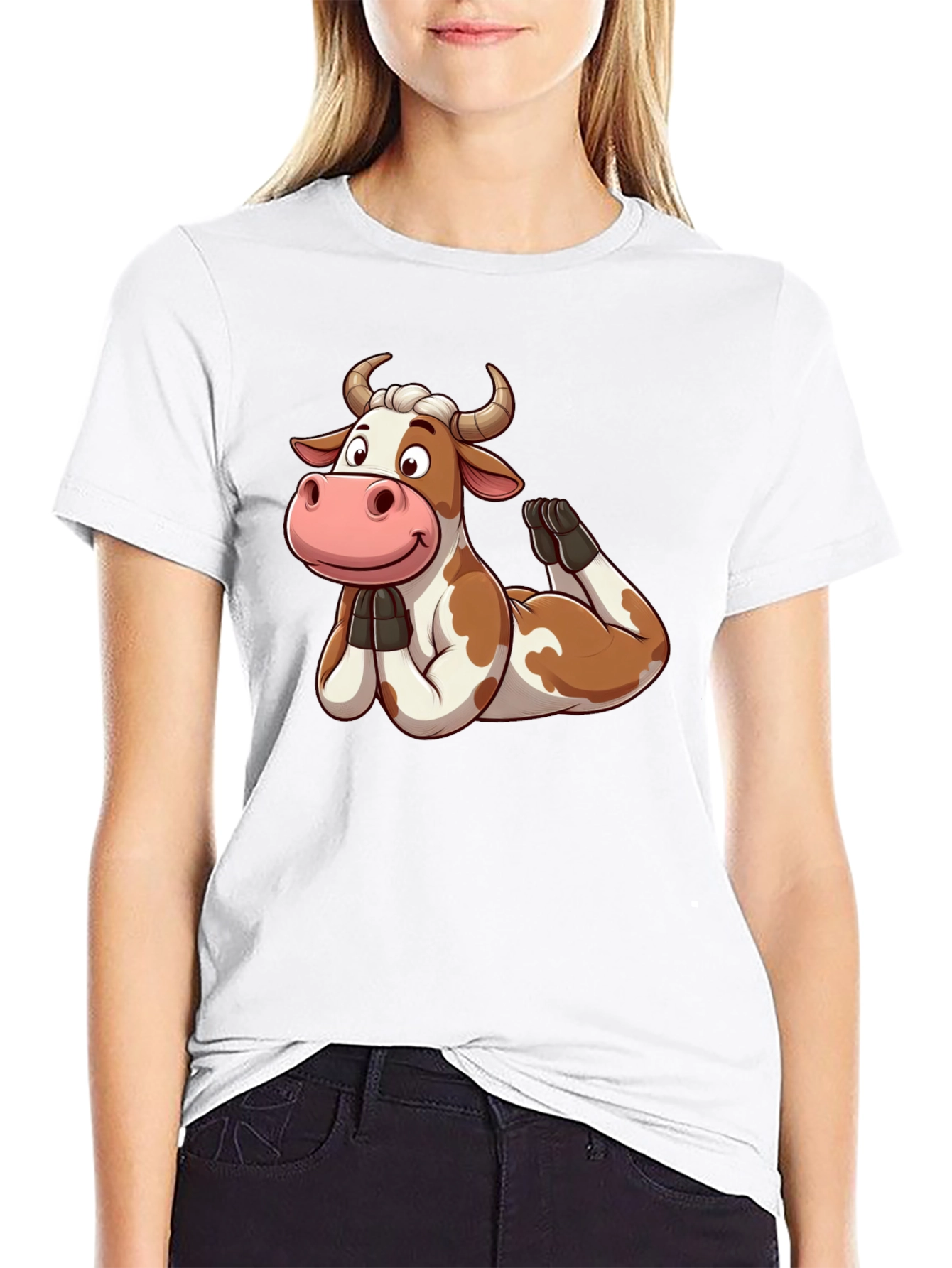 Funny Cow Yoga Pose Graphic T-Shirt