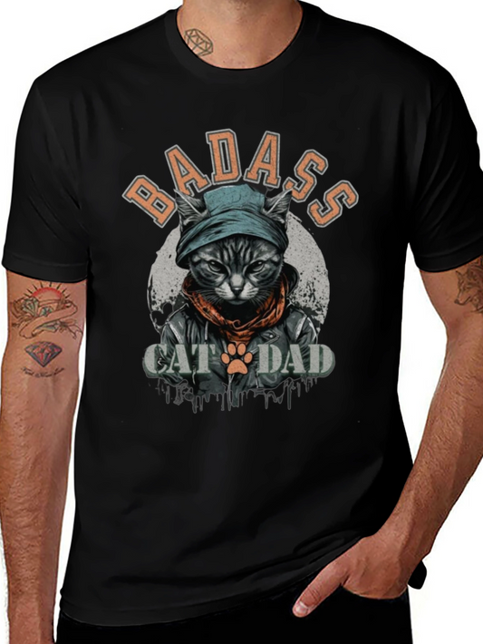 Badass Cat Dad Graphic Tee - Cool Cat Lover Shirt