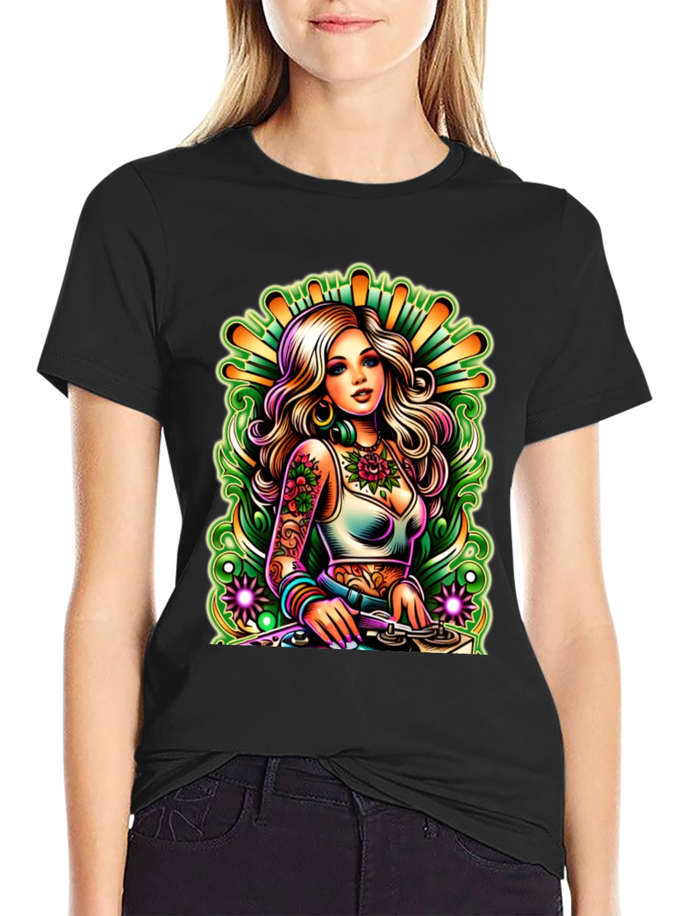 DJ Girl T-Shirt - Vibrant Graphic Tee