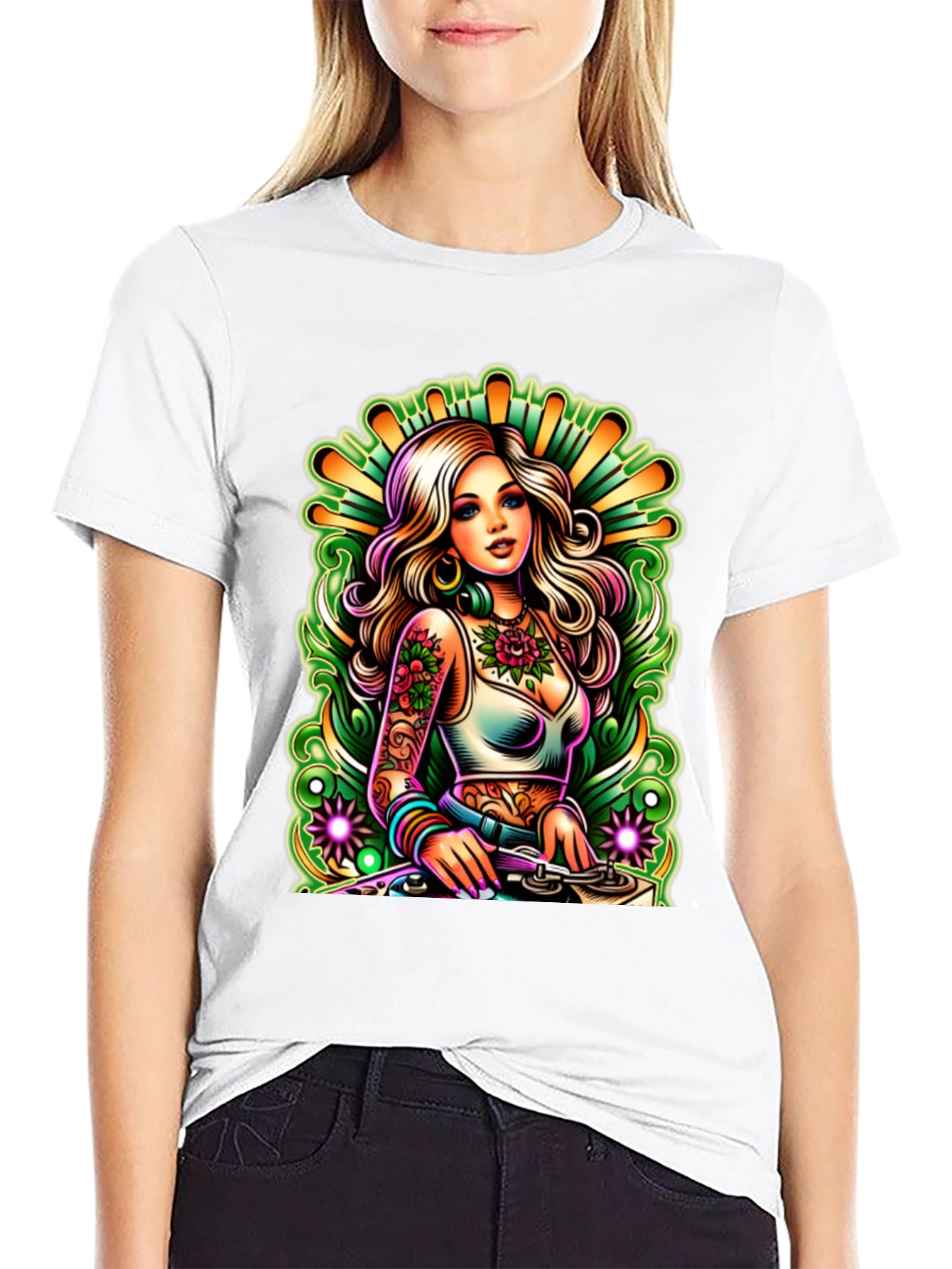 DJ Girl T-Shirt - Vibrant Graphic Tee
