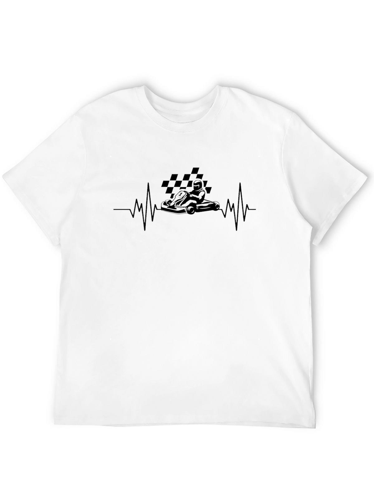 Kart Racing Heartbeat T-Shirt - Black Cotton Tee
