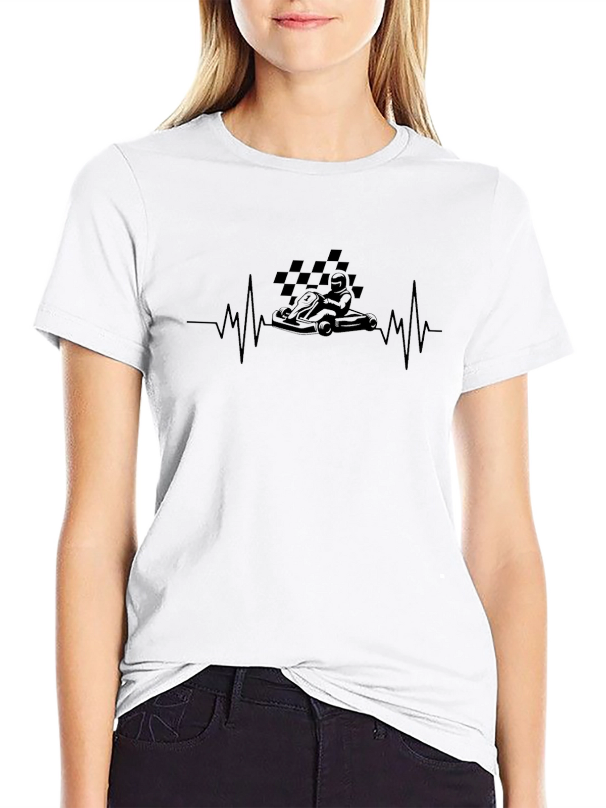 Kart Racing Heartbeat T-Shirt - Black Cotton Tee
