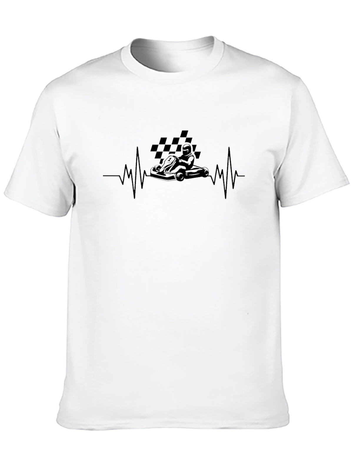 Kart Racing Heartbeat T-Shirt - Black Cotton Tee
