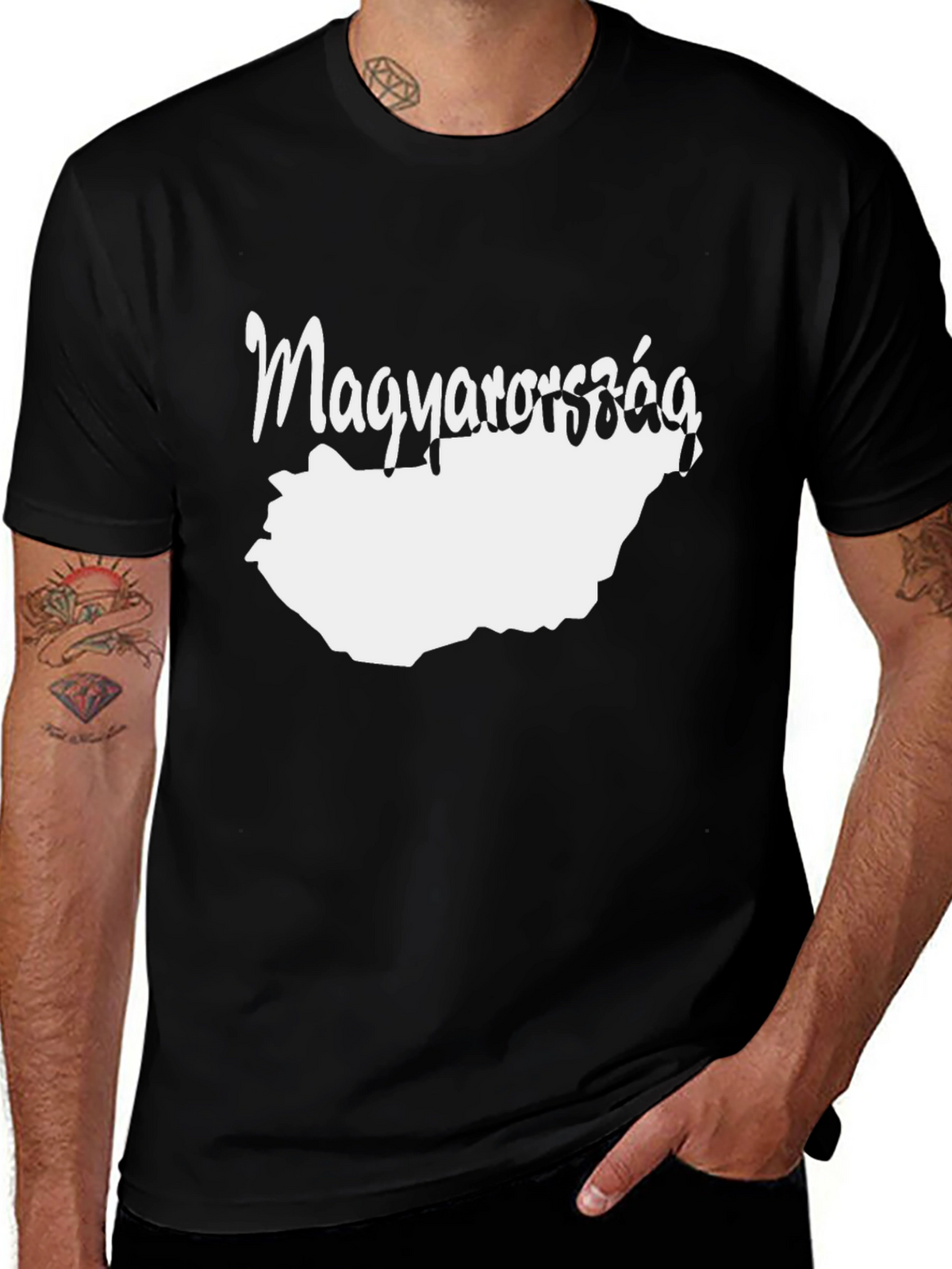 Magyarország Map T-Shirt - Black Cotton Tee