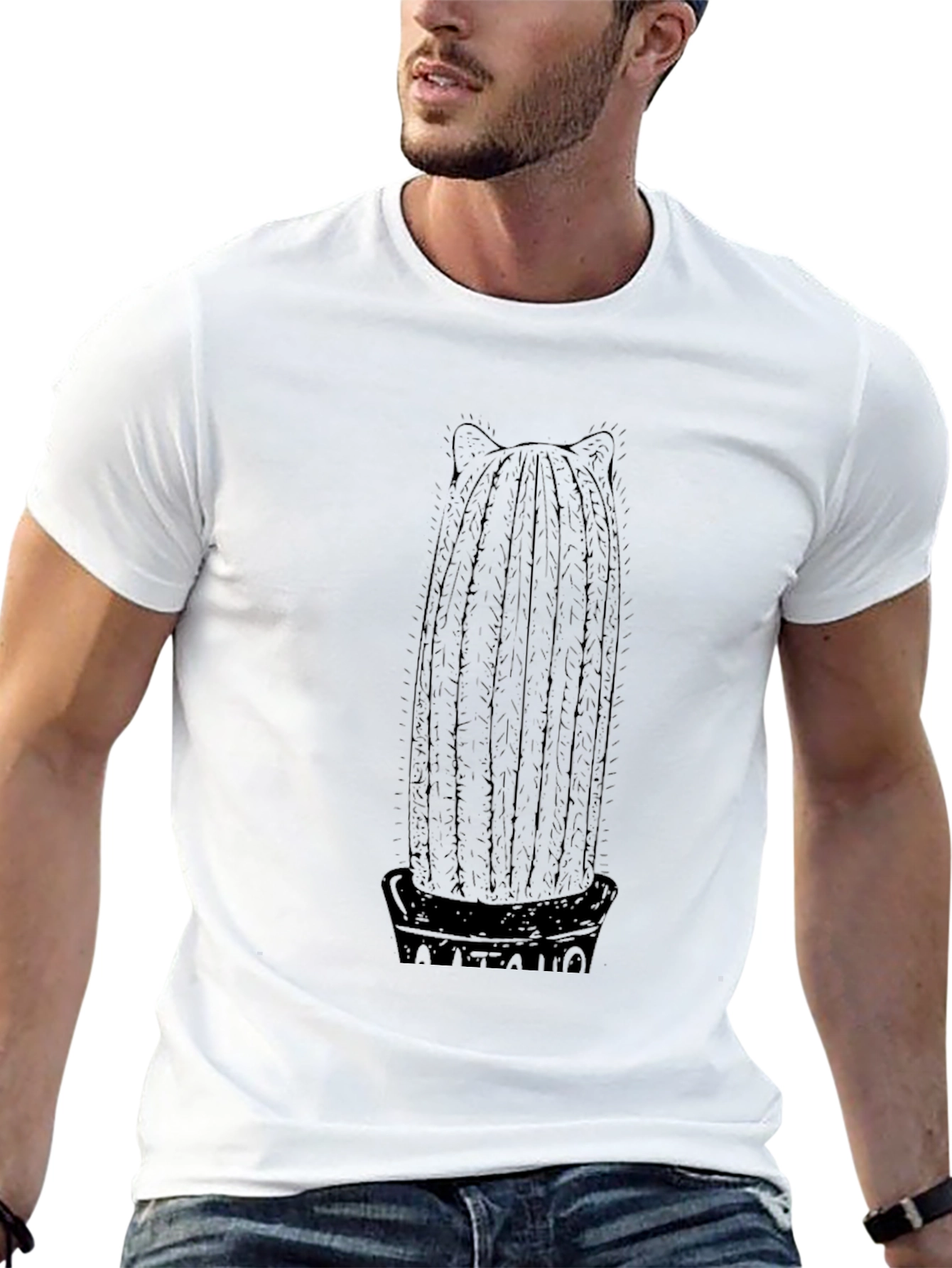 Cactus Cat Ear Black Graphic Tee
