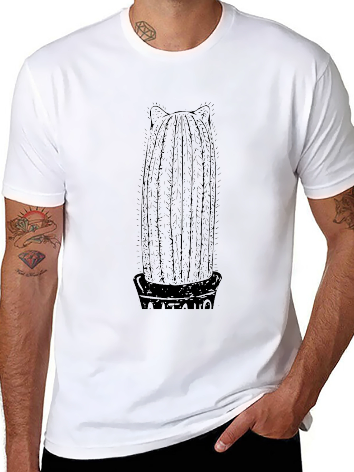 Cactus Cat Ear Black Graphic Tee