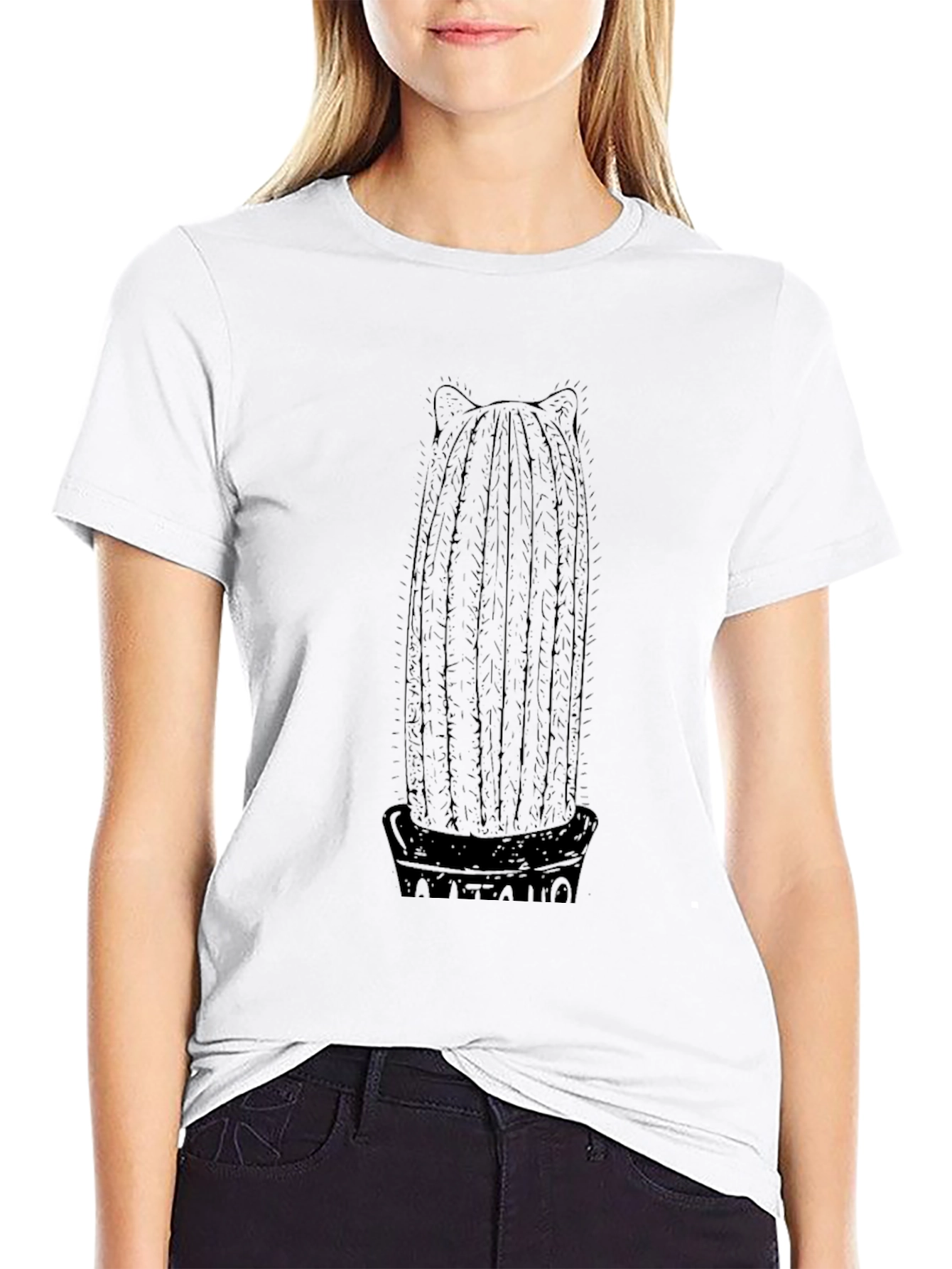 Cactus Cat Ear Black Graphic Tee