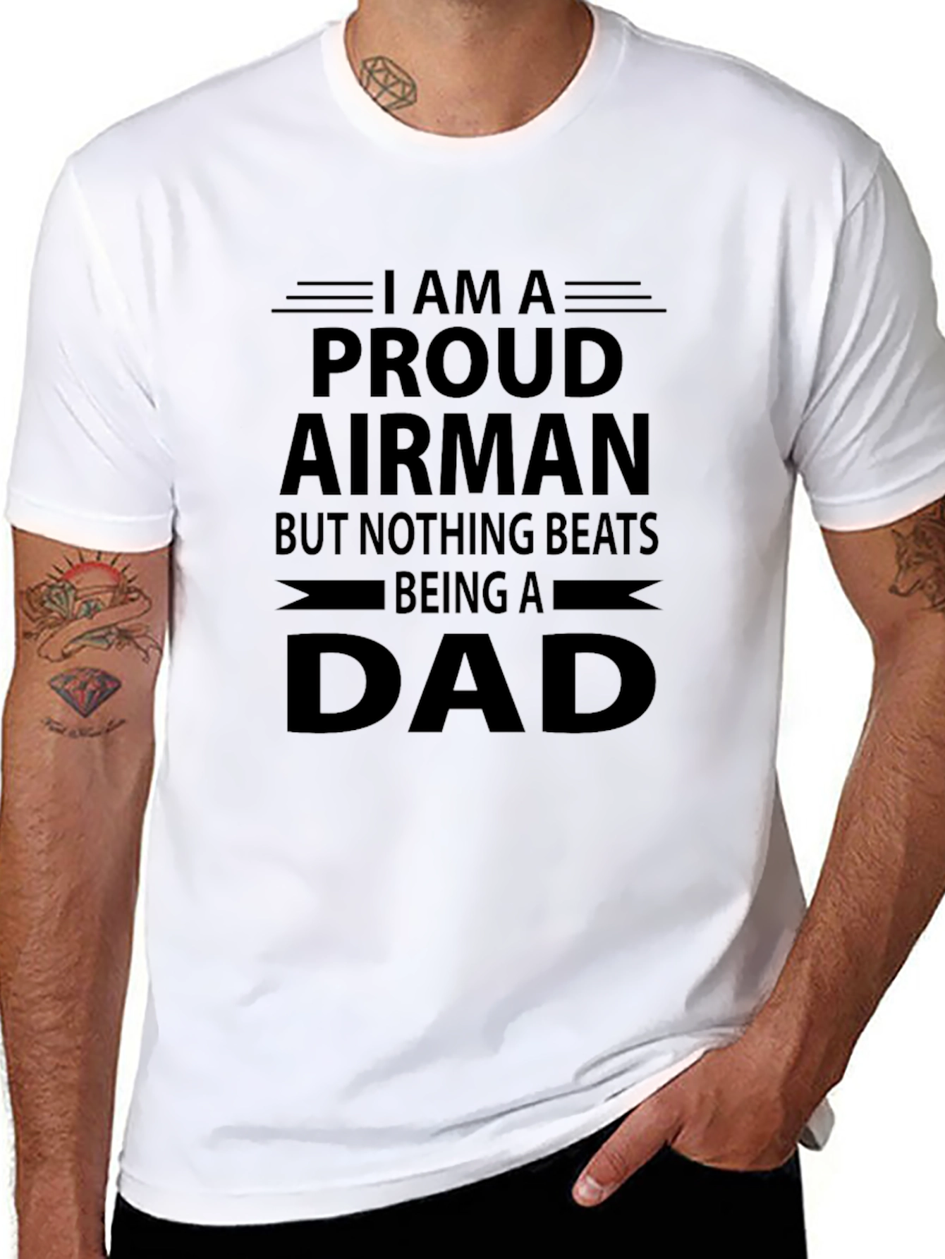 Proud Airman Dad Black T-Shirt