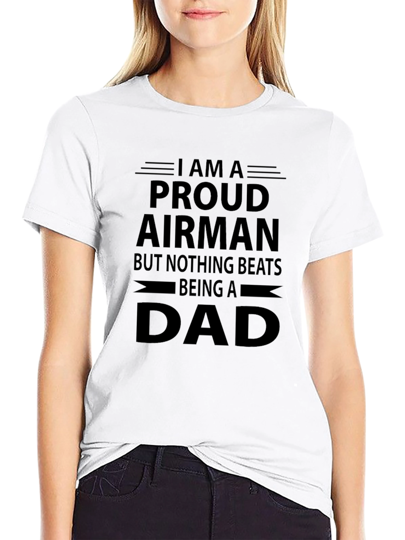 Proud Airman Dad Black T-Shirt