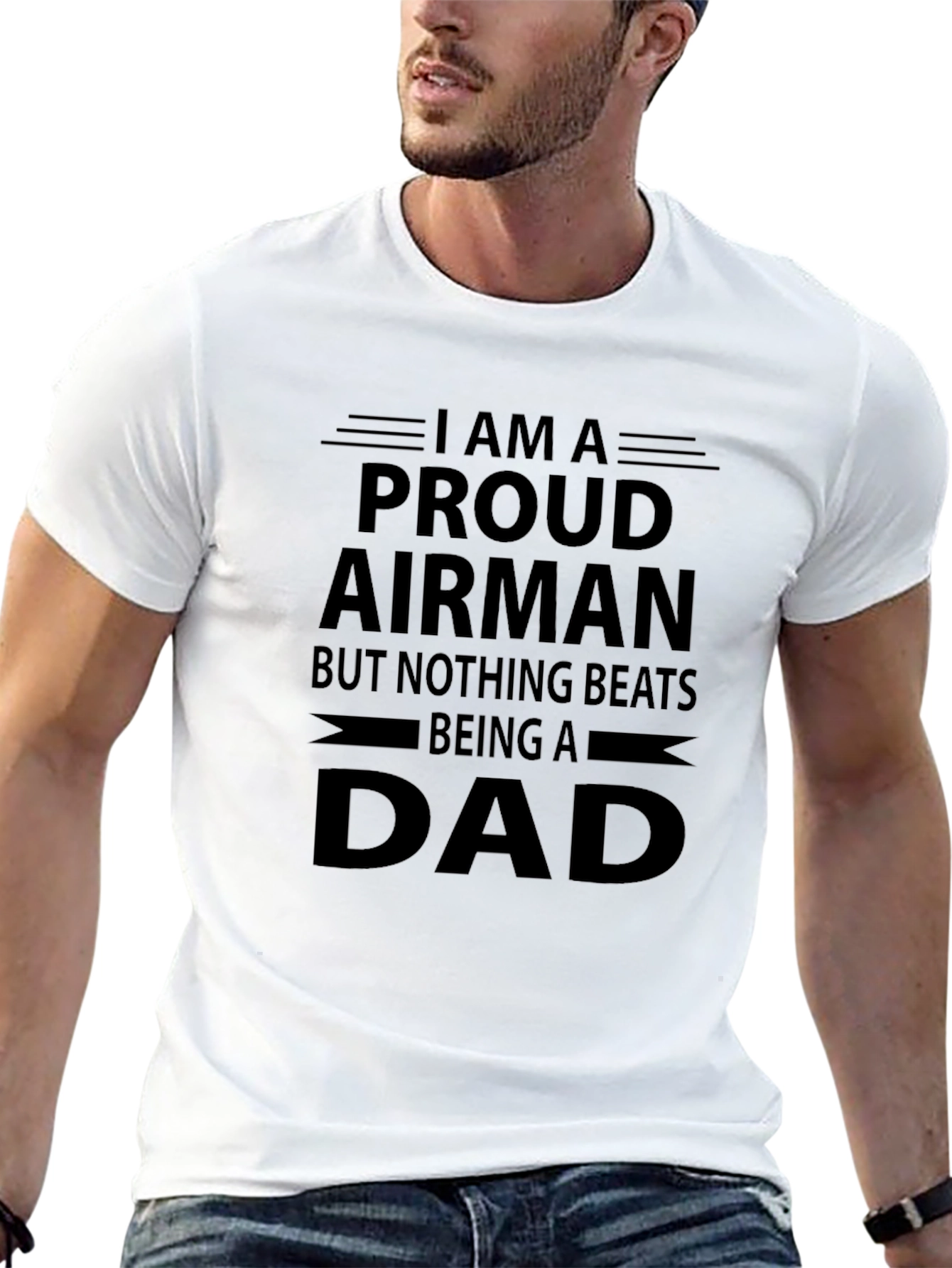 Proud Airman Dad Black T-Shirt