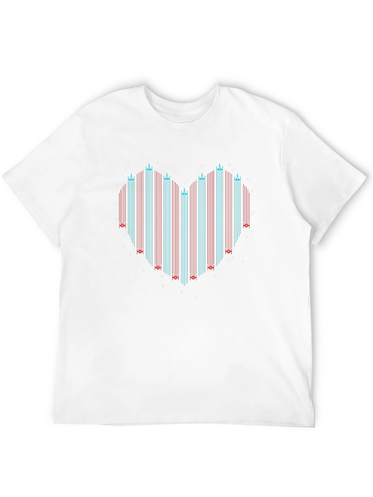 Retro Heart Rocket Ships T-Shirt - Black