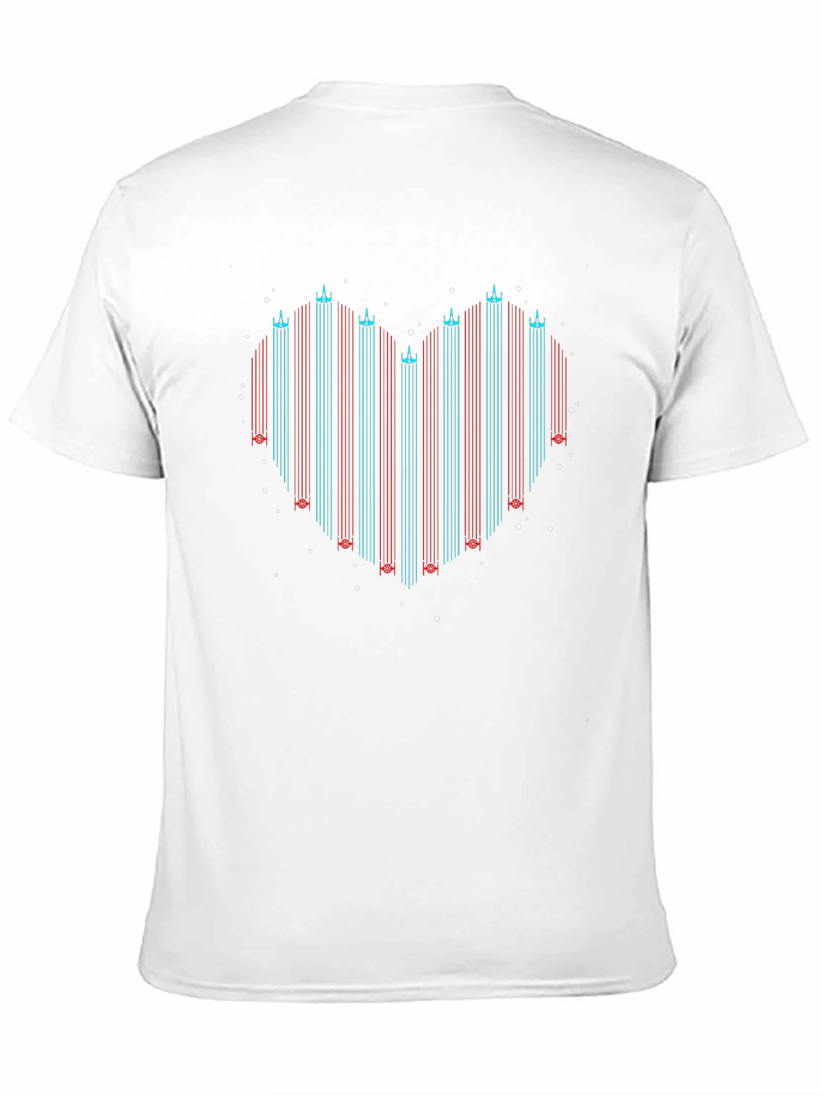 Retro Heart Rocket Ships T-Shirt - Black