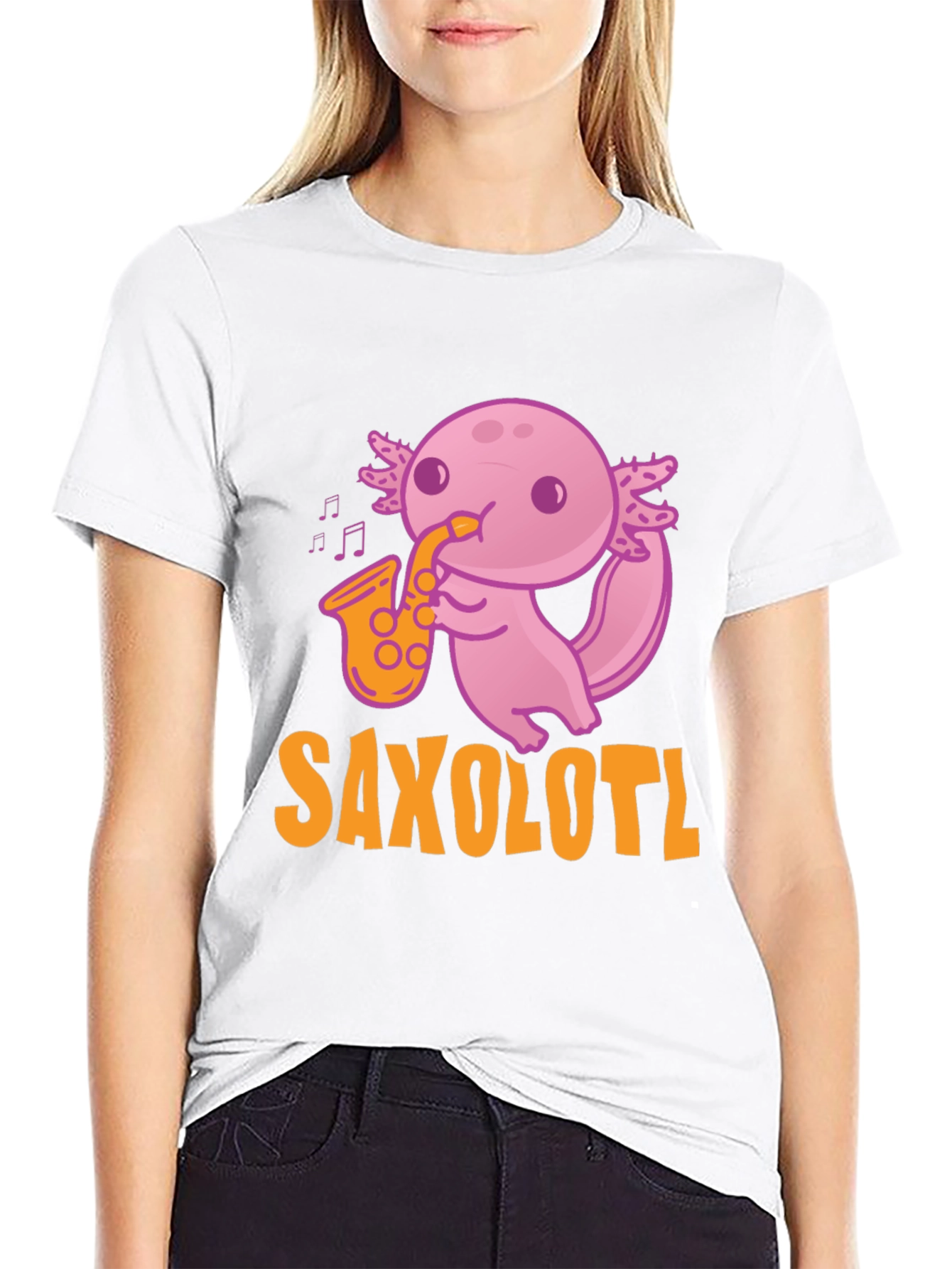 Saxolotl T-Shirt: Funny Axolotl Saxophone Player Tee