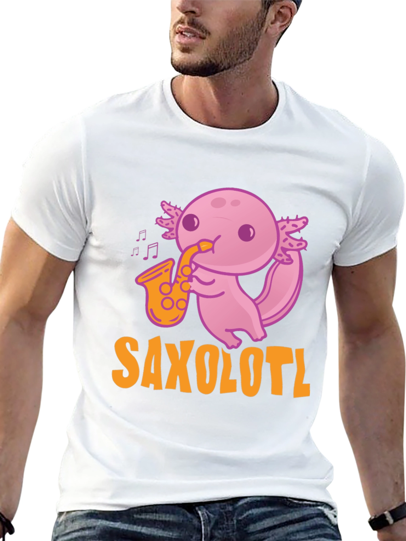 Saxolotl T-Shirt: Funny Axolotl Saxophone Player Tee