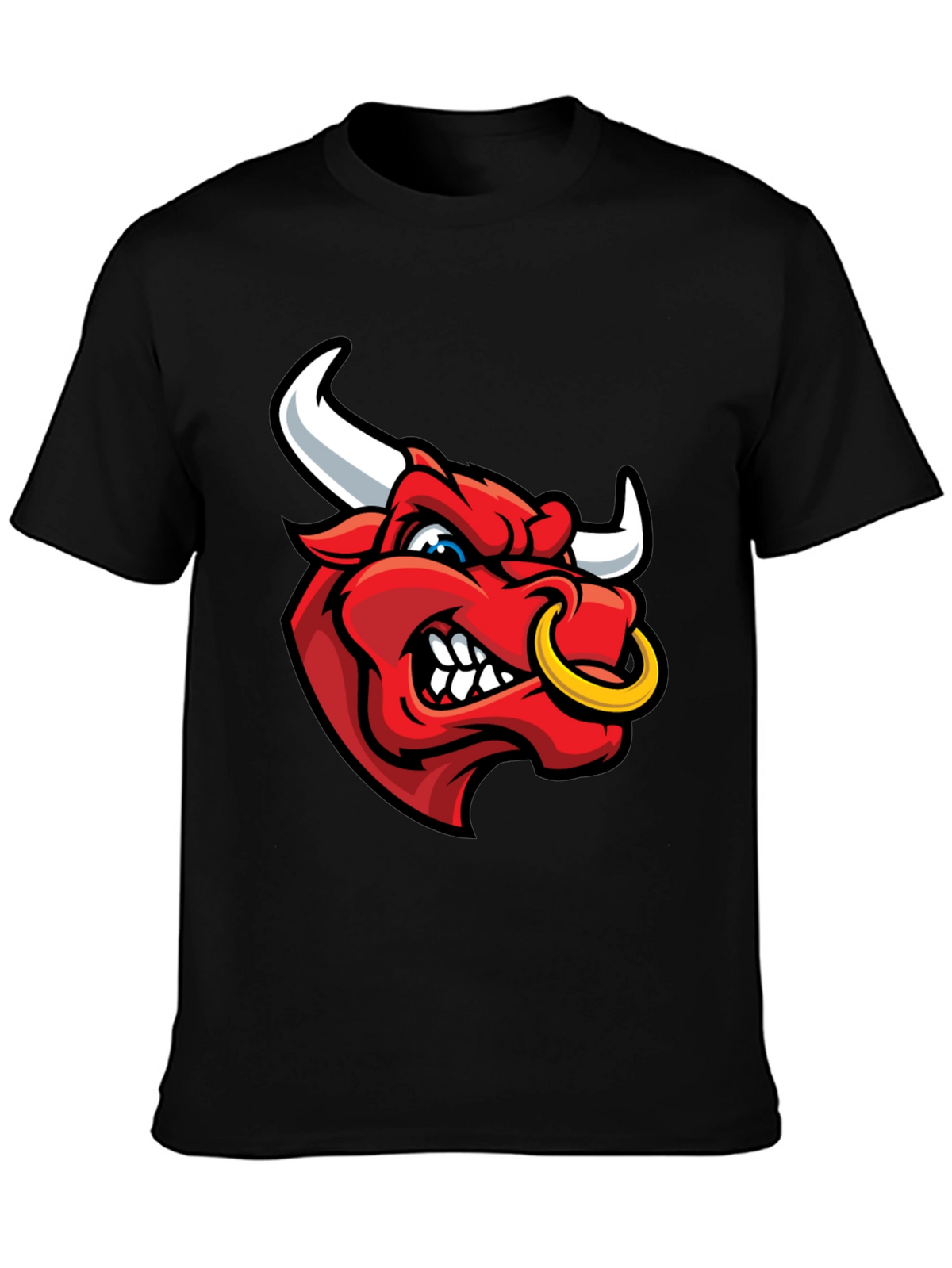 Mens Black T-Shirt with Red Bull Graphic