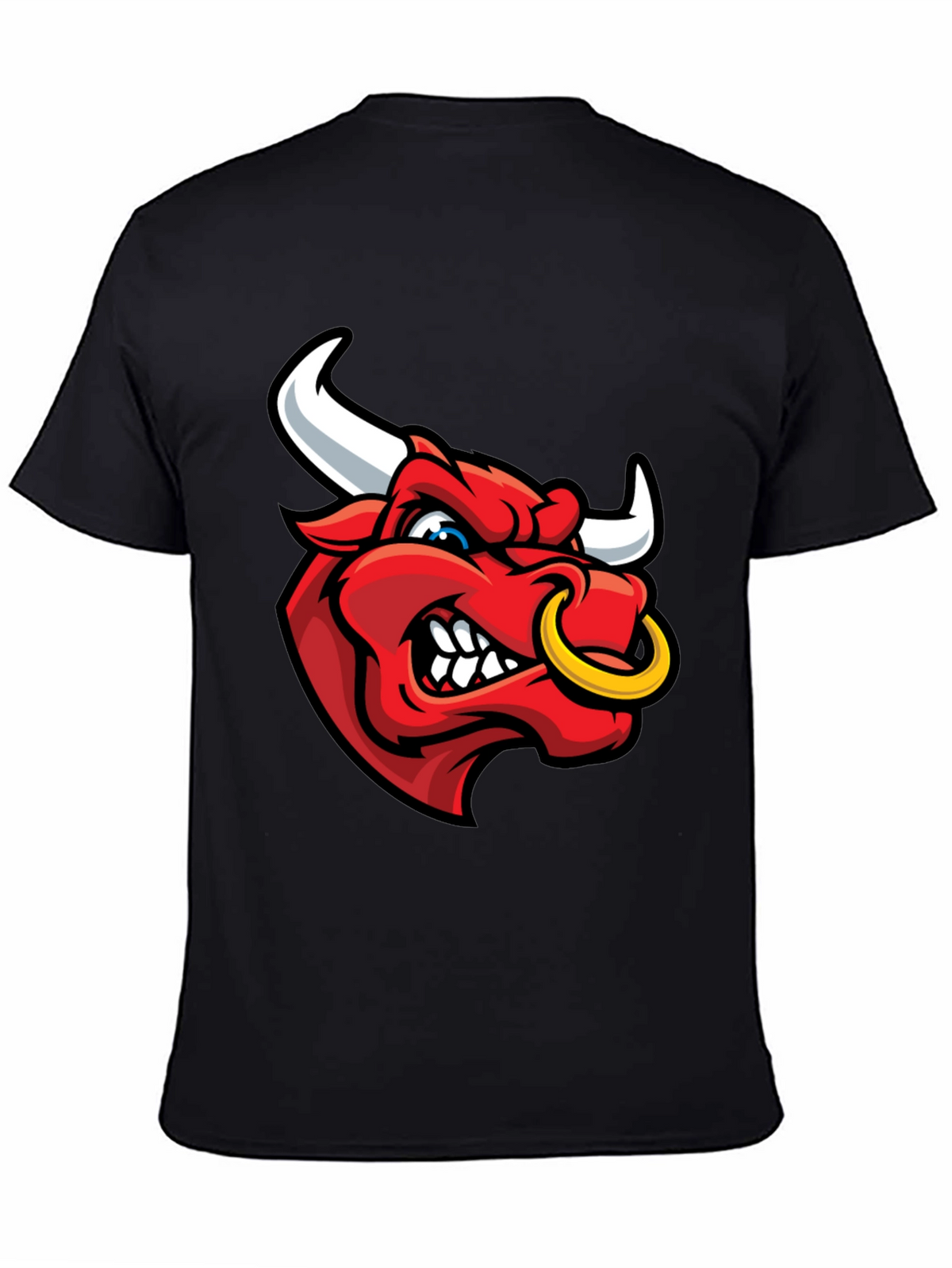 Mens Black T-Shirt with Red Bull Graphic