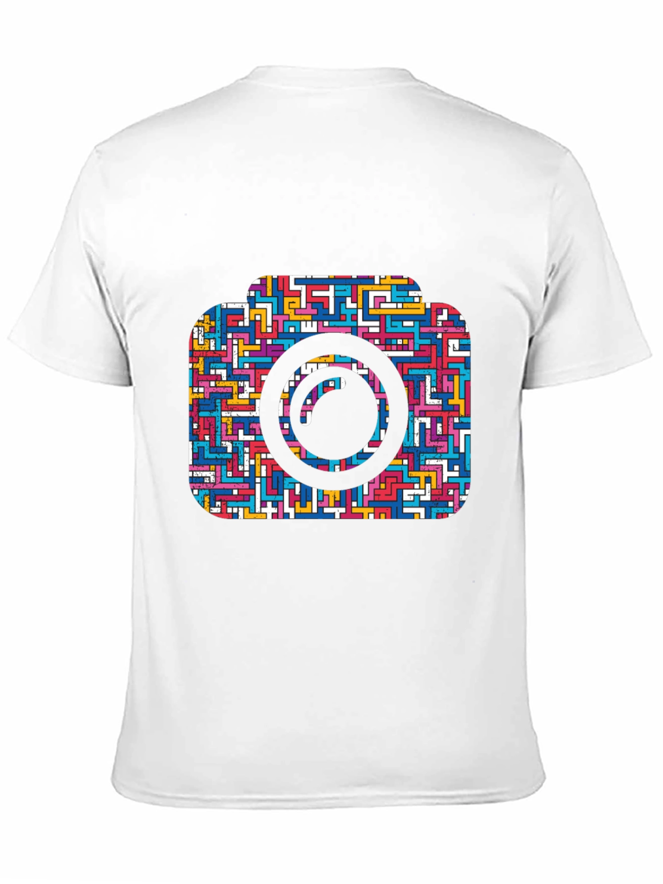 Camera Maze T-Shirt - Geometric Puzzle Design