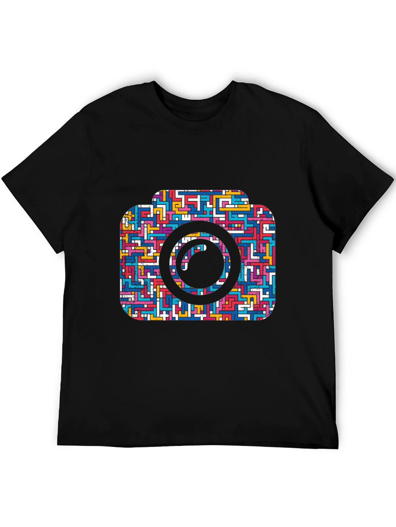 Camera Maze T-Shirt - Geometric Puzzle Design